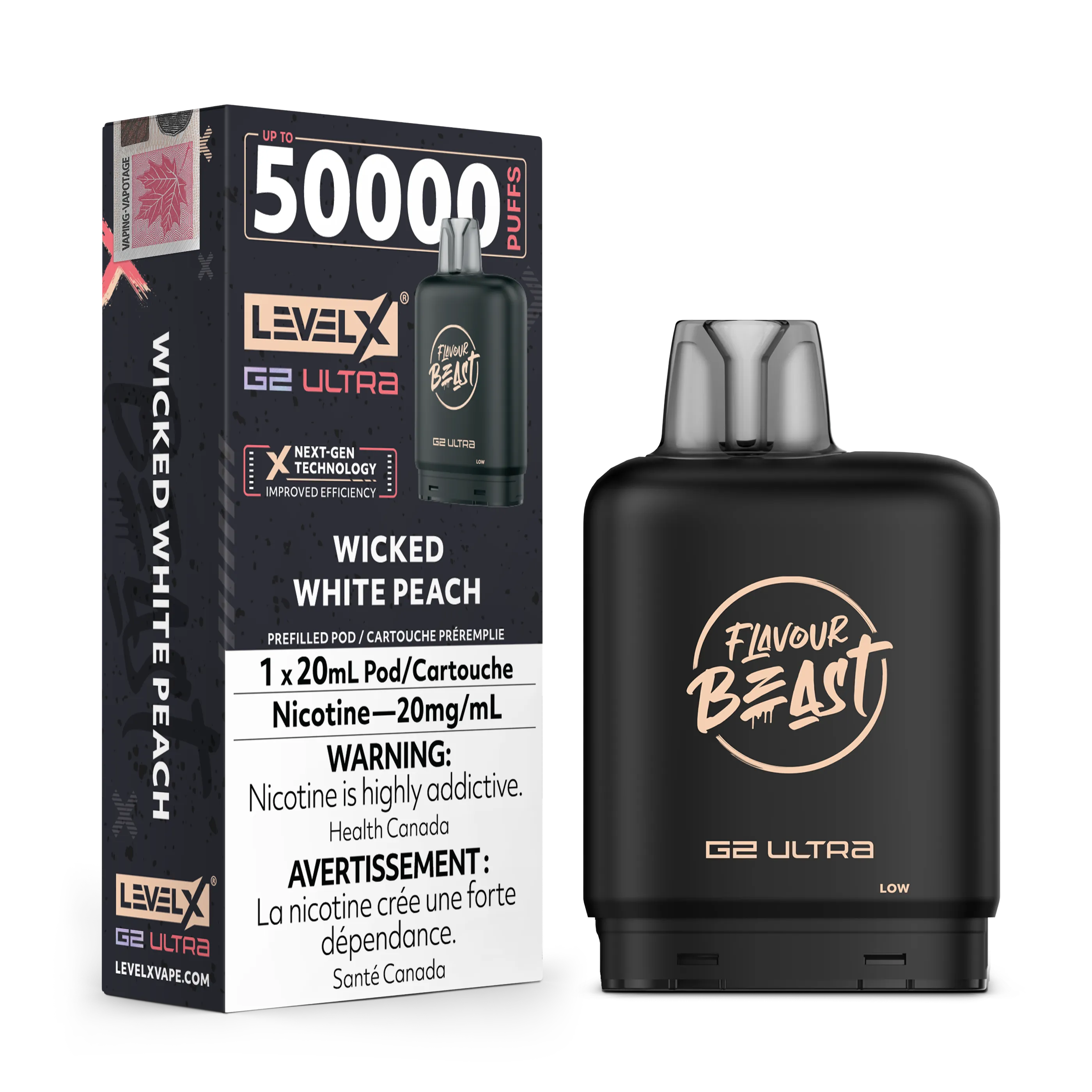 Wicked White Peach by Level X Flavour Beast G2 Ultra 50K