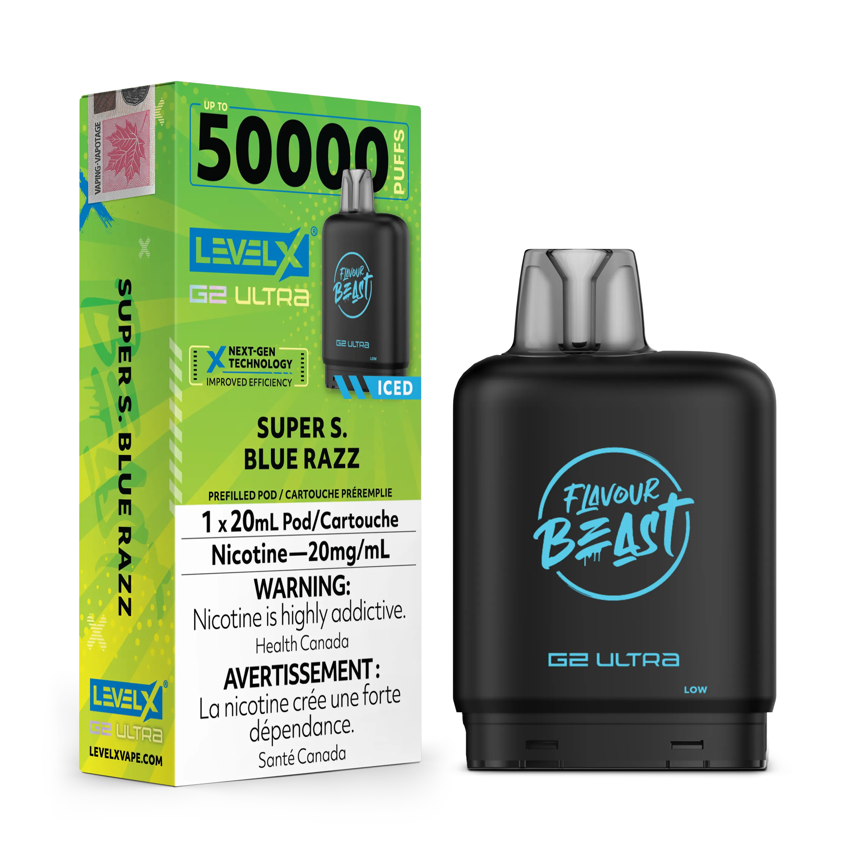 Super S. Blue Razz Iced by Level X Flavour Beast G2 Ultra 50K