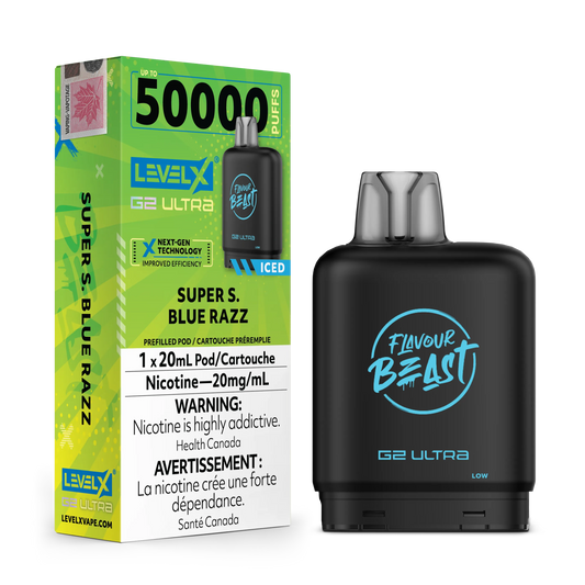 Super S. Blue Razz Iced by Level X Flavour Beast G2 Ultra 50K