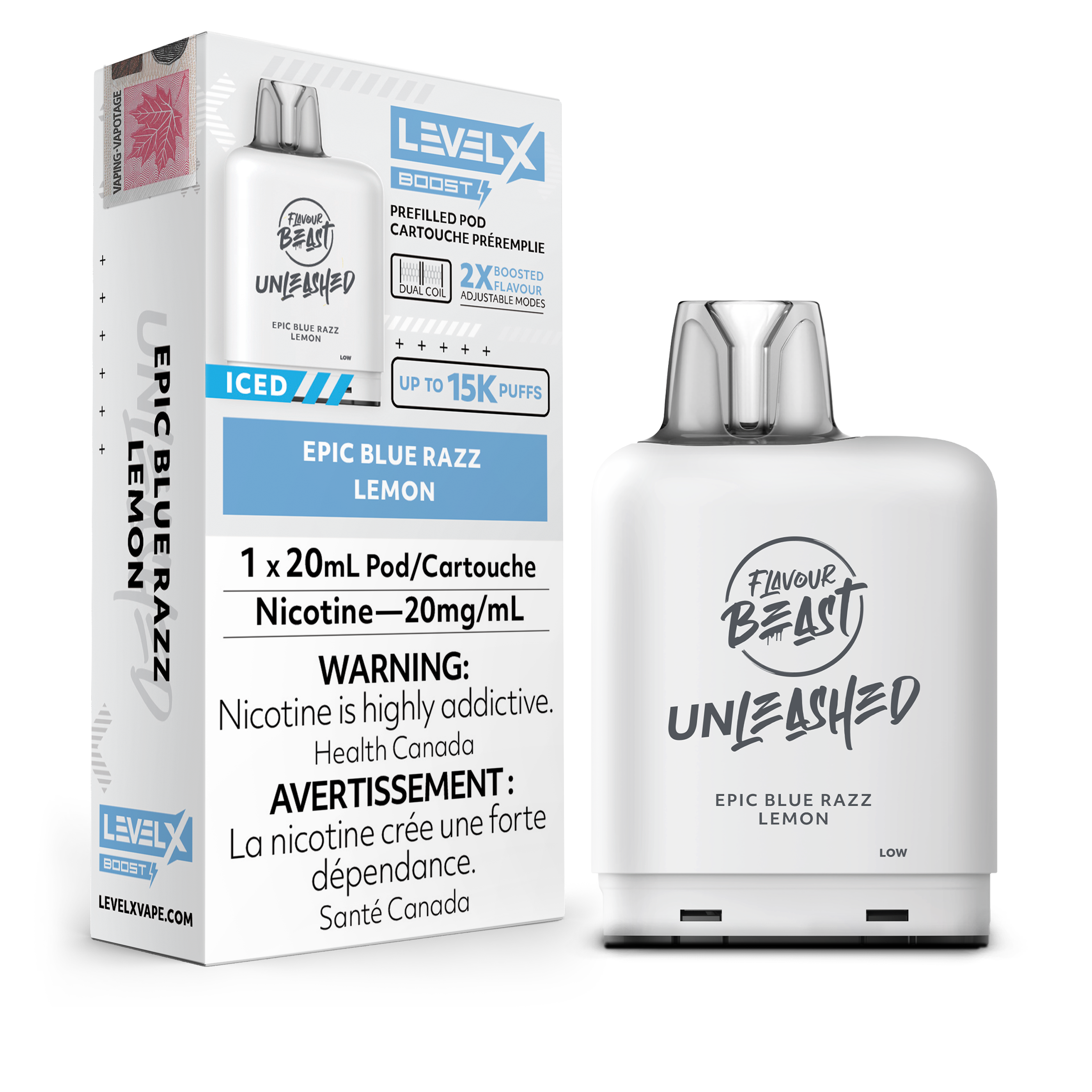 Level X - Flavour Beast Boost Unleashed Pods (15k puffs) - Epic Blue Razz Lemon