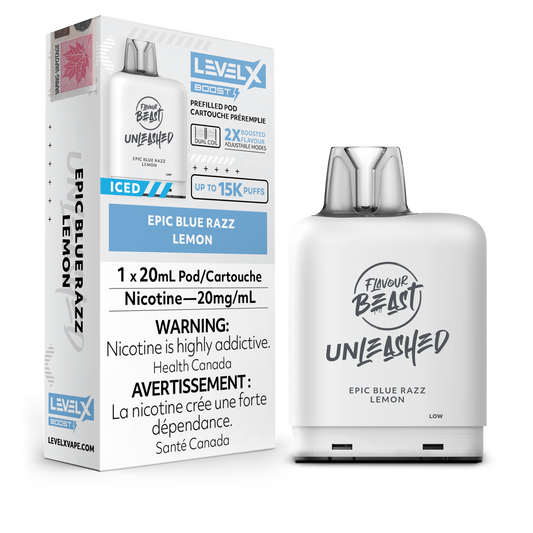 Level X - Flavour Beast Boost Unleashed Pods (15k puffs) - Epic Blue Razz Lemon