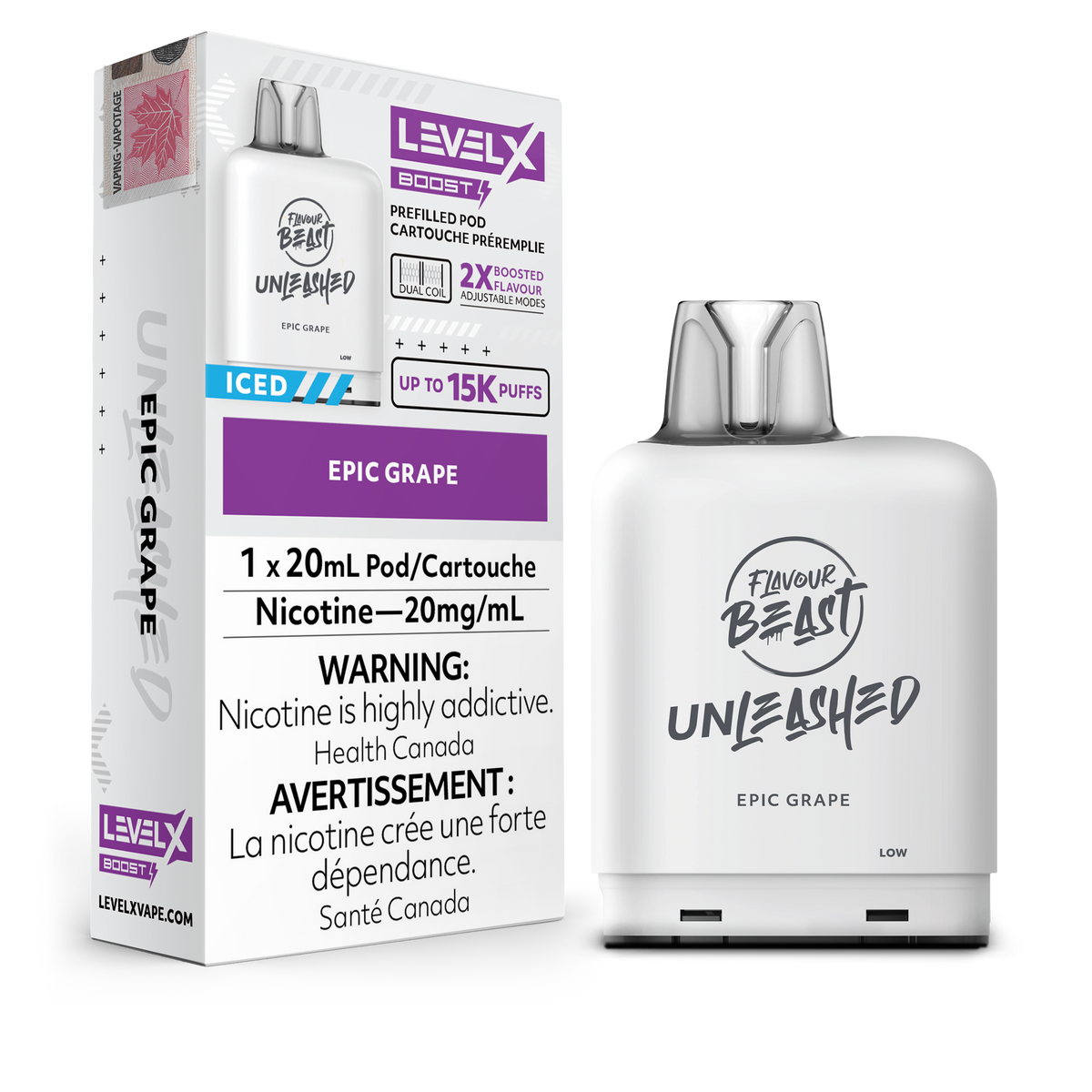 Level X - Flavour Beast Boost Unleashed Pods (15k puffs) - Epic Grape