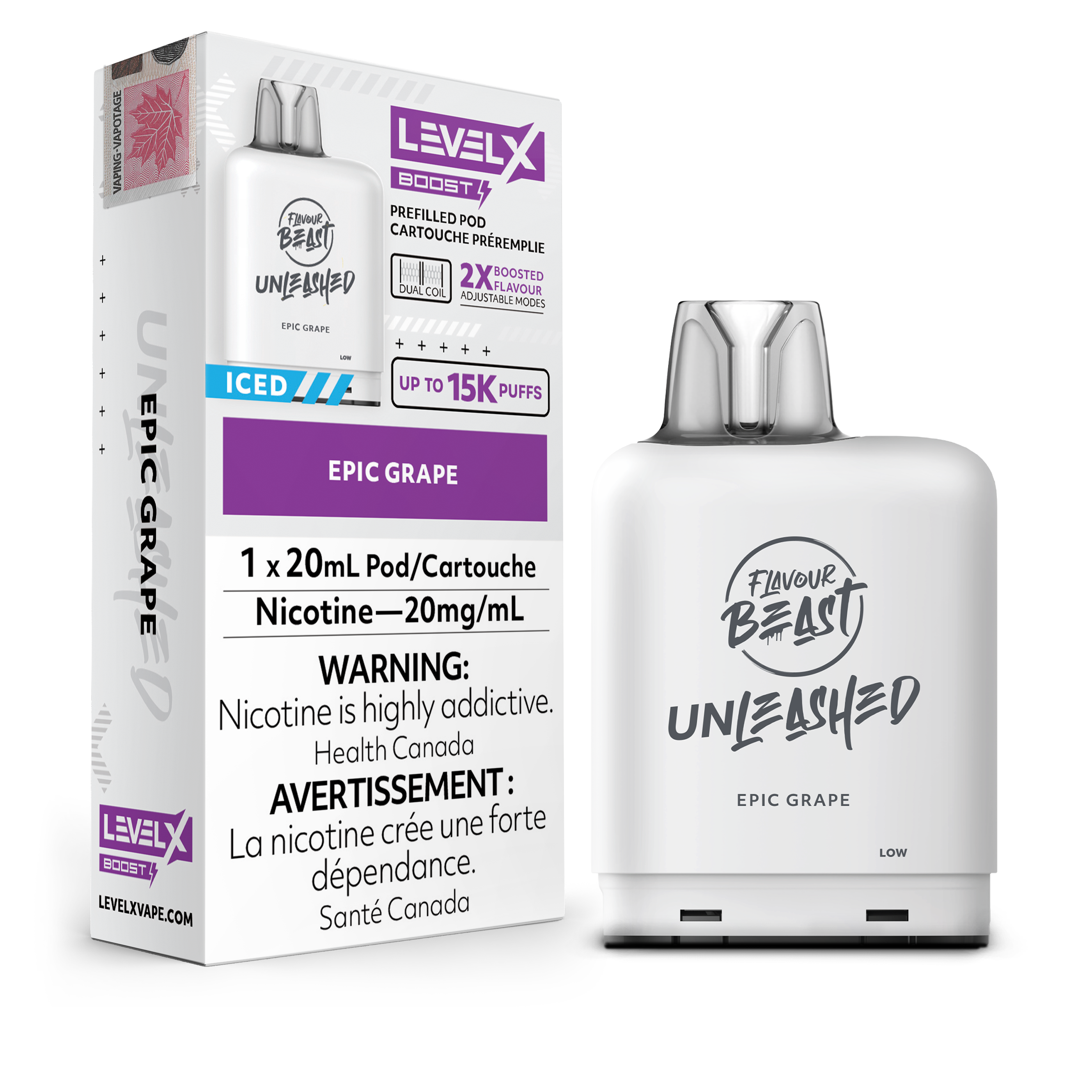 Level X - Flavour Beast Boost Unleashed Pods (15k puffs) - Epic Grape