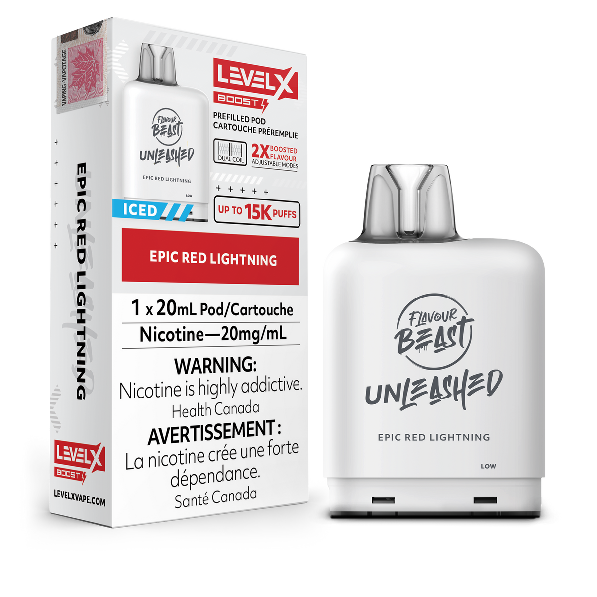 Level X - Flavour Beast Boost Unleashed Pods (15k puffs) - Epic Red Lightning