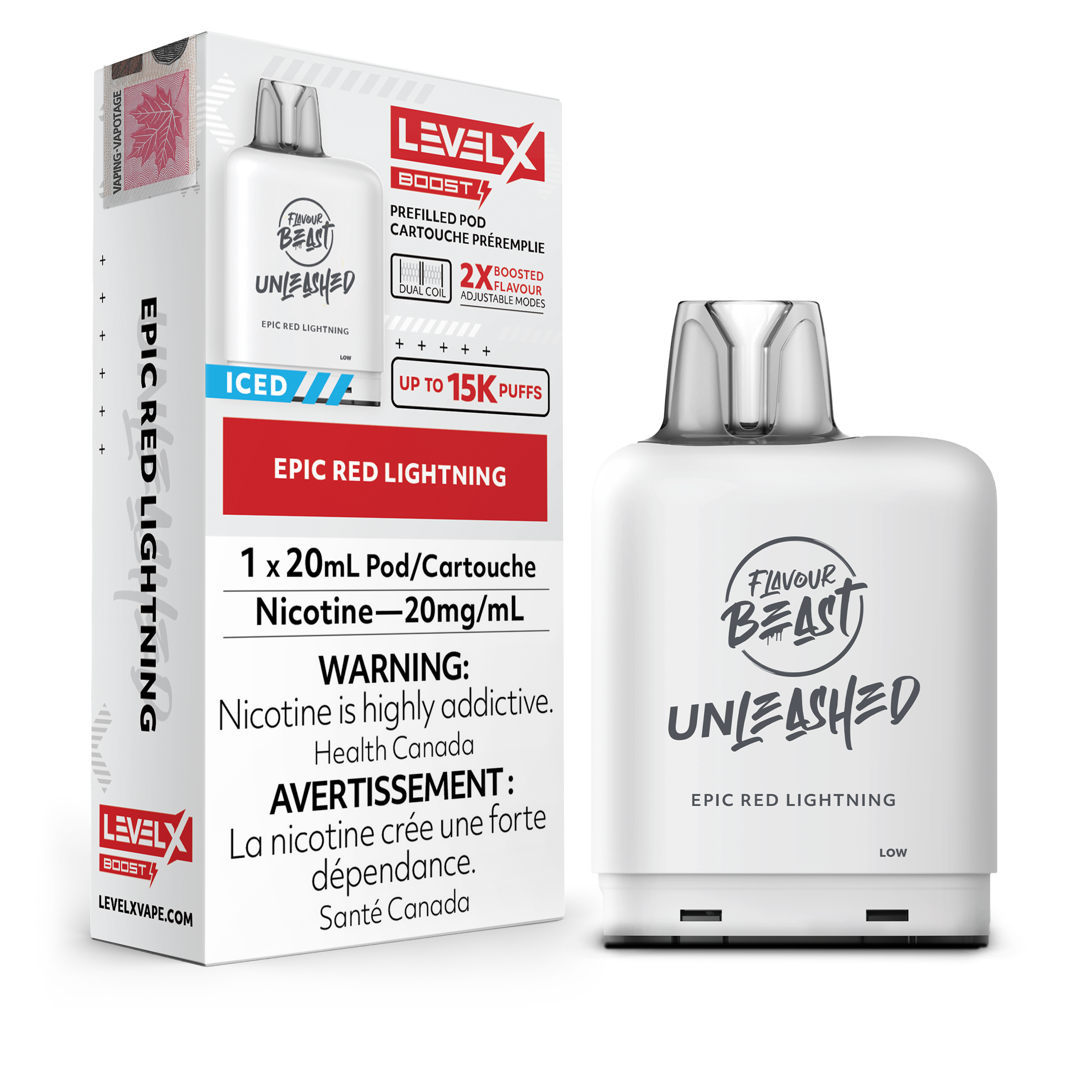 Level X - Flavour Beast Boost Unleashed Pods (15k puffs) - Epic Red Lightning