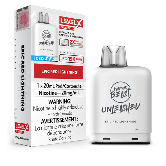 Level X - Flavour Beast Boost Unleashed Pods (15k puffs) - Epic Red Lightning