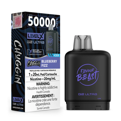 Blueberry Sparkle/Fizz Iced Chuggin by Level X Flavour Beast G2 Ultra 50K