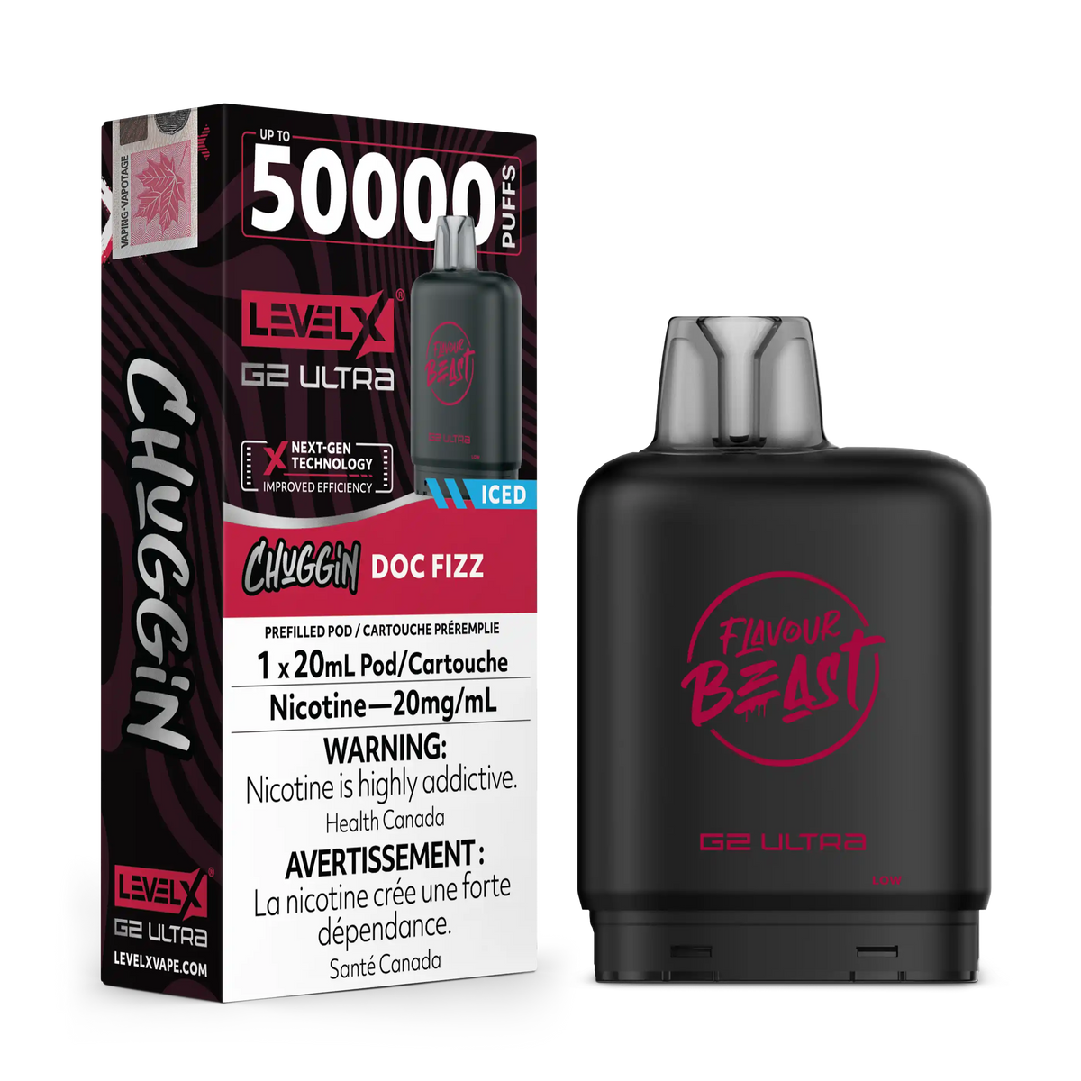 Doc Cherry/Fizz Iced Chuggin by Level X Flavour Beast G2 Ultra 50K
