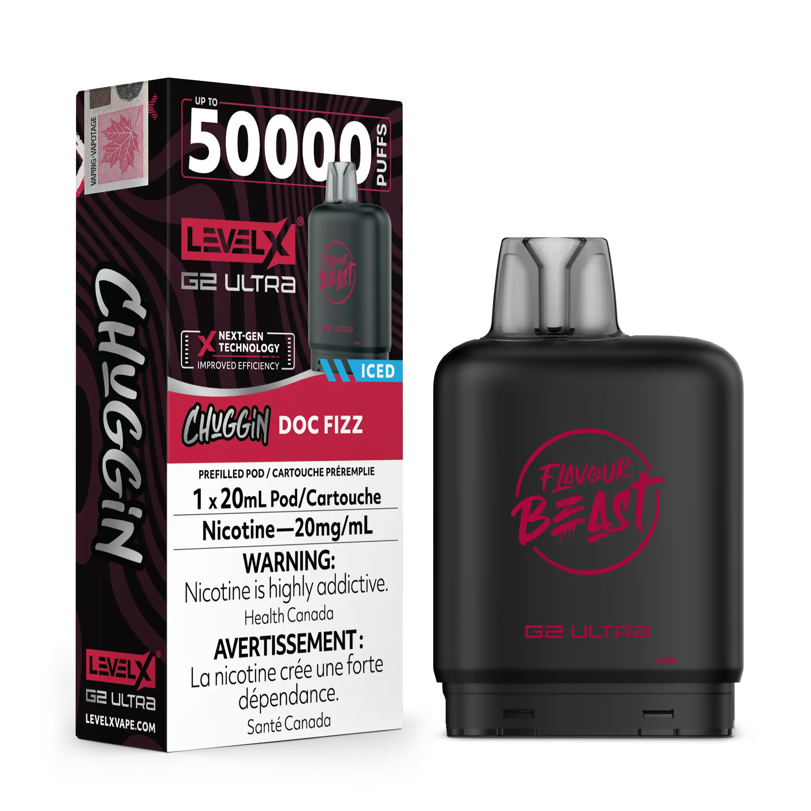 Doc Cherry/Fizz Iced Chuggin by Level X Flavour Beast G2 Ultra 50K
