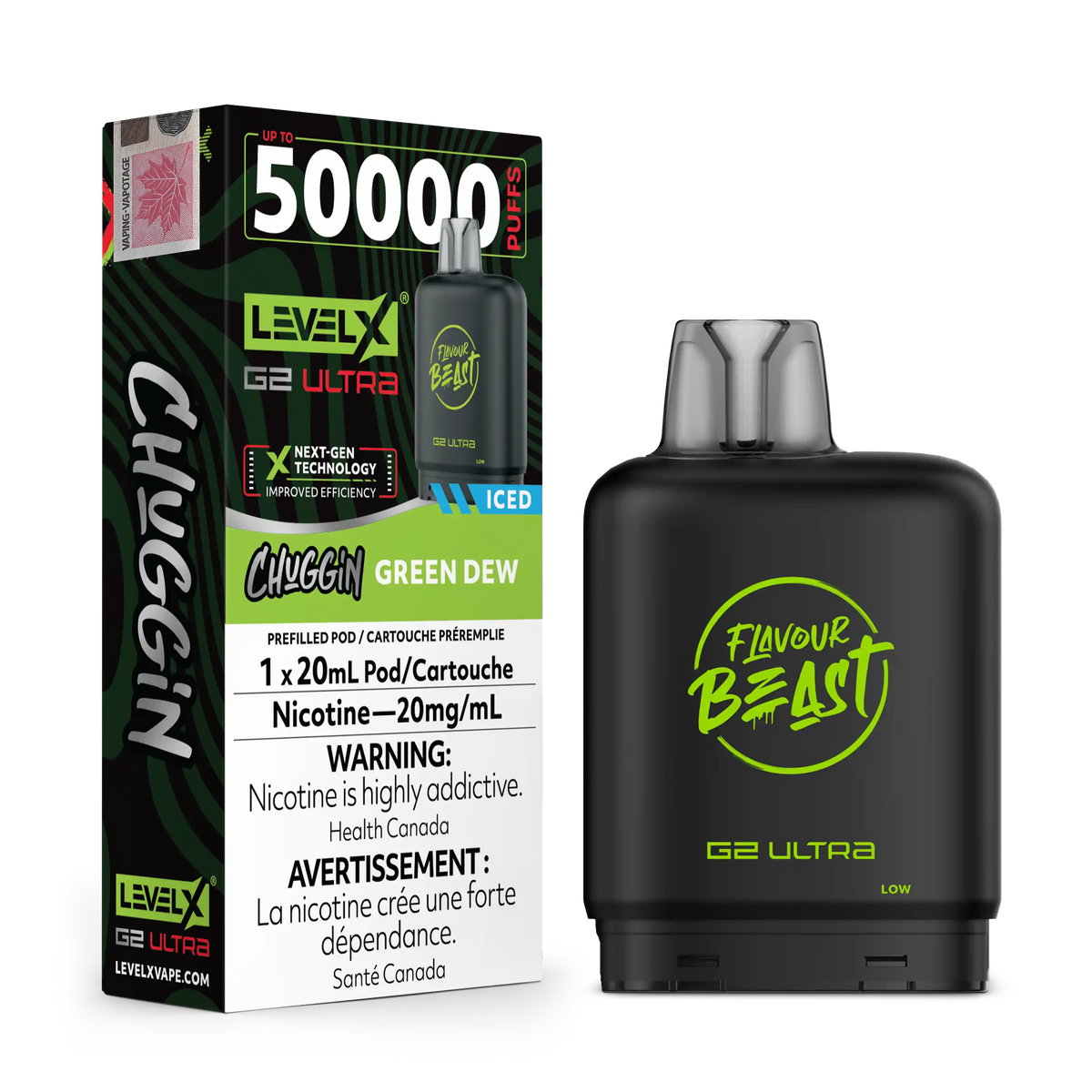 Green Dew Iced Chuggin by Level X Flavour Beast G2 Ultra 50K