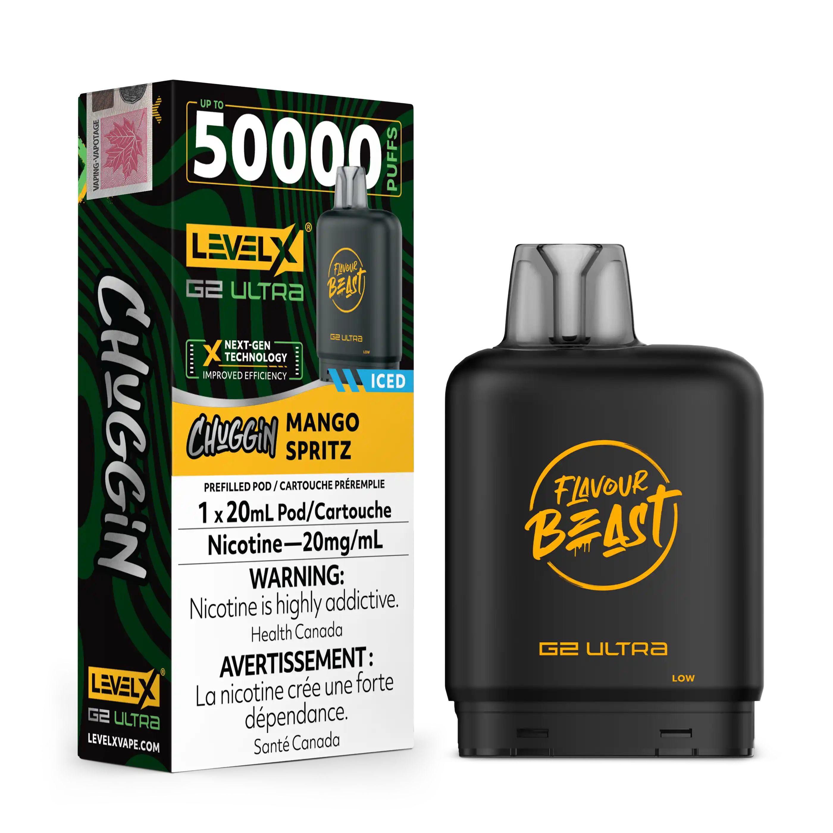Mango Spritz Iced Chuggin by Level X Flavour Beast G2 Ultra 50K