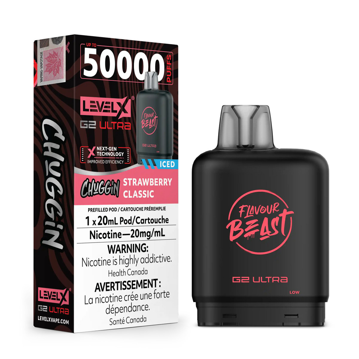 Strawberry Classic Iced Chuggin by Level X Flavour Beast G2 Ultra 50K
