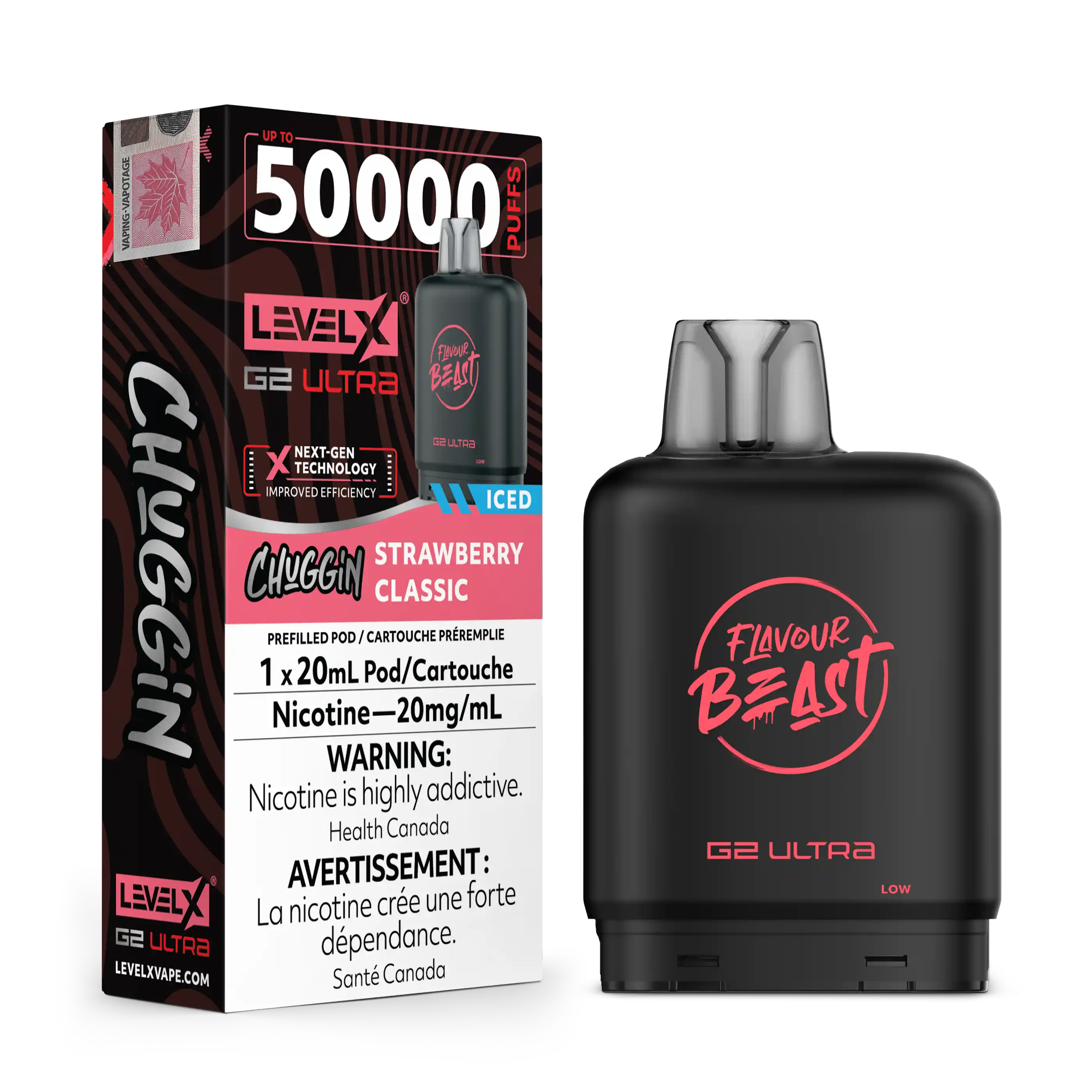 Strawberry Classic Iced Chuggin by Level X Flavour Beast G2 Ultra 50K