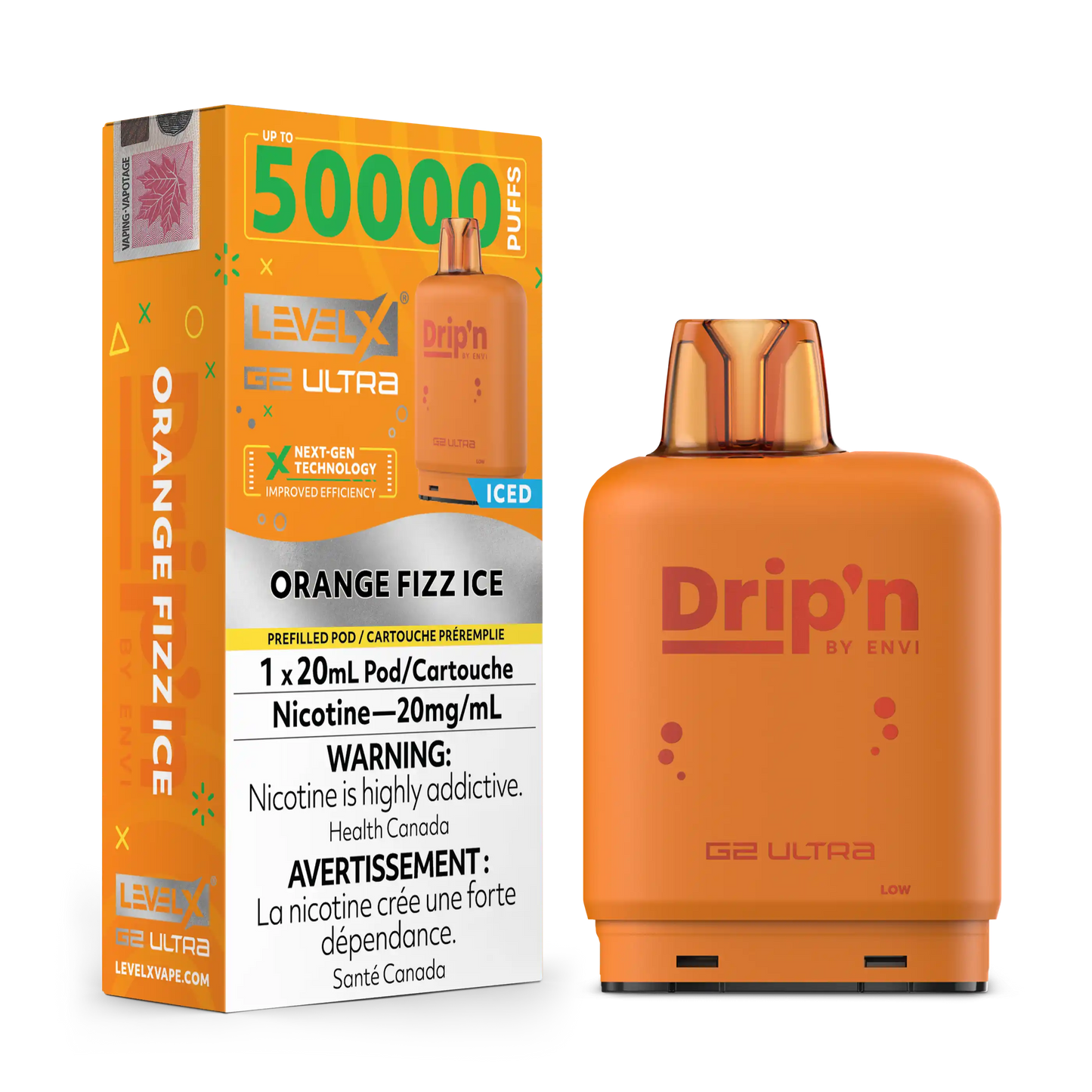 Orange Sparkle Ice by Level X Drip'n G2 Ultra 50K