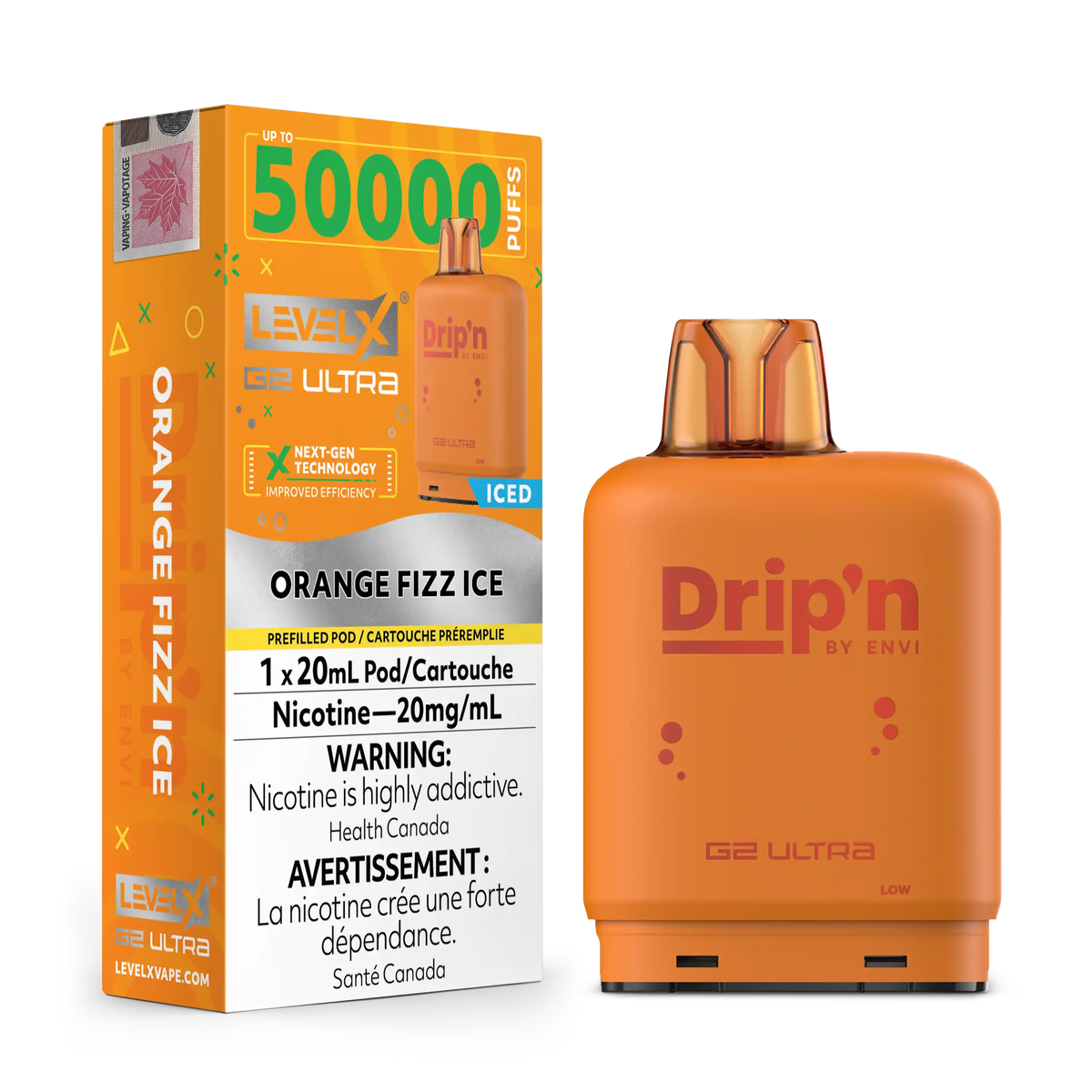 Orange Sparkle Ice by Level X Drip'n G2 Ultra 50K