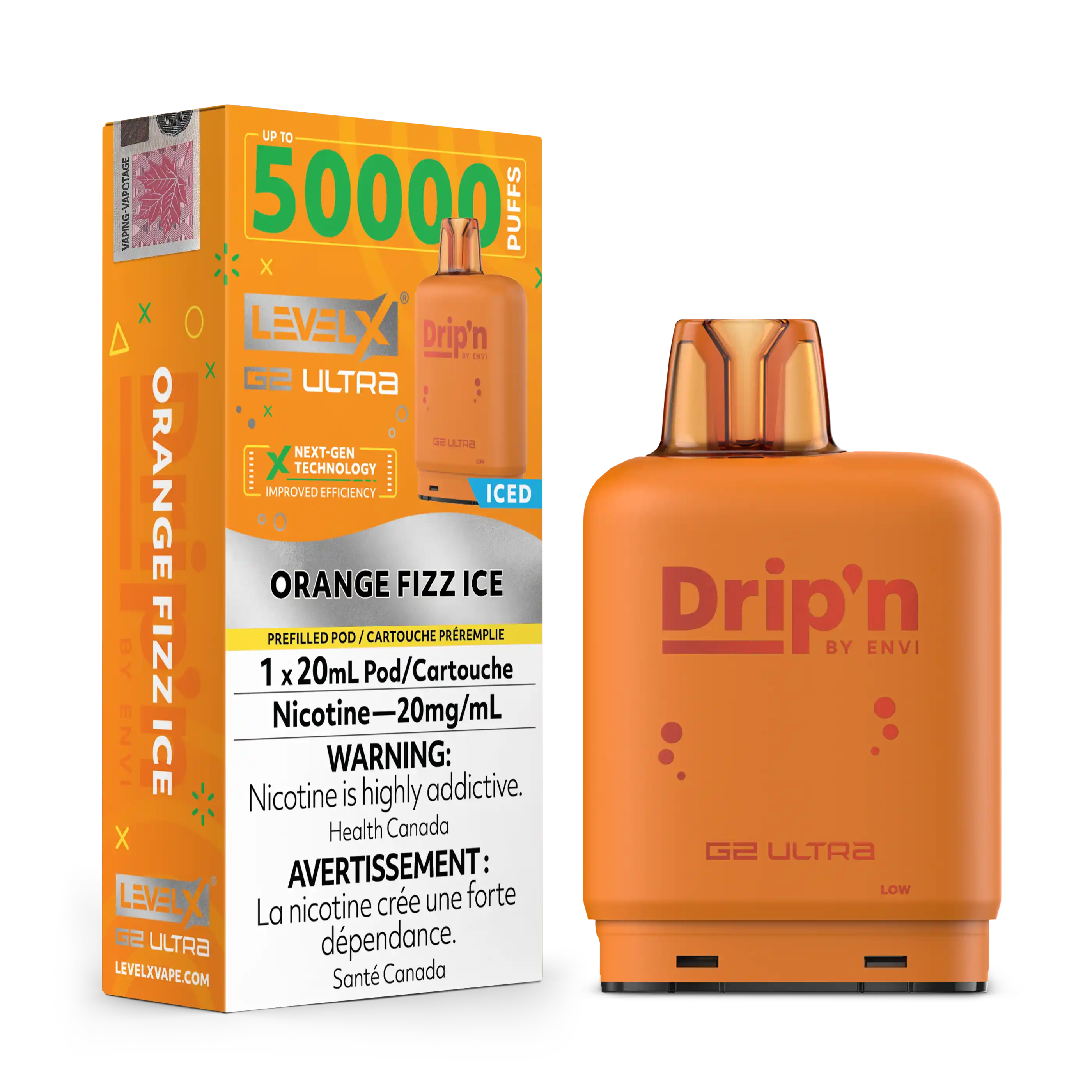 Orange Sparkle Ice by Level X Drip'n G2 Ultra 50K