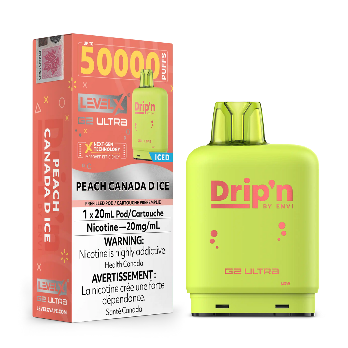 Peach Canada D Ice by Level X Drip'n G2 Ultra 50K