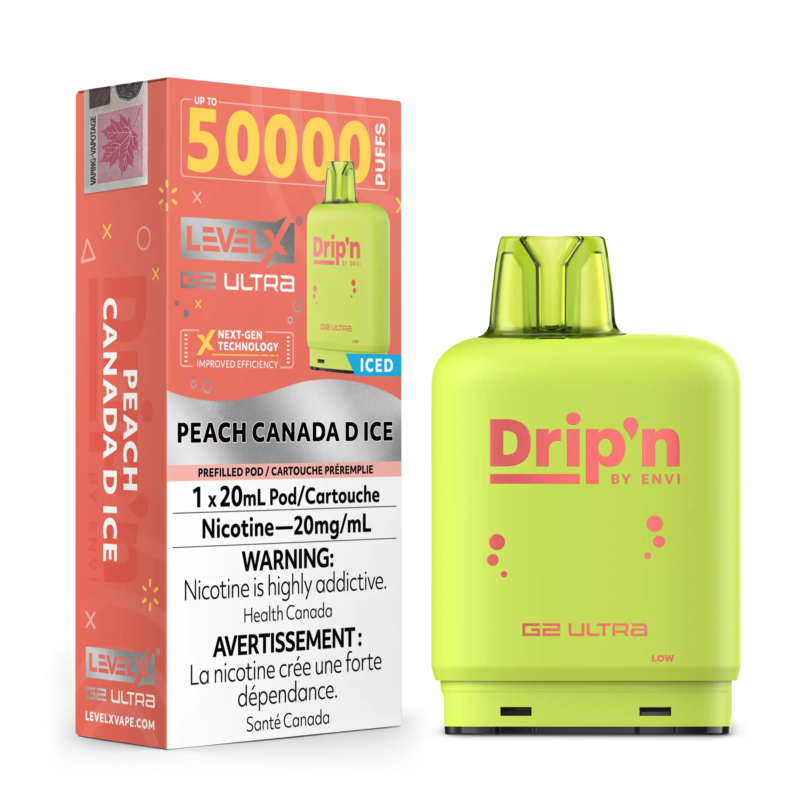 Peach Canada D Ice by Level X Drip'n G2 Ultra 50K