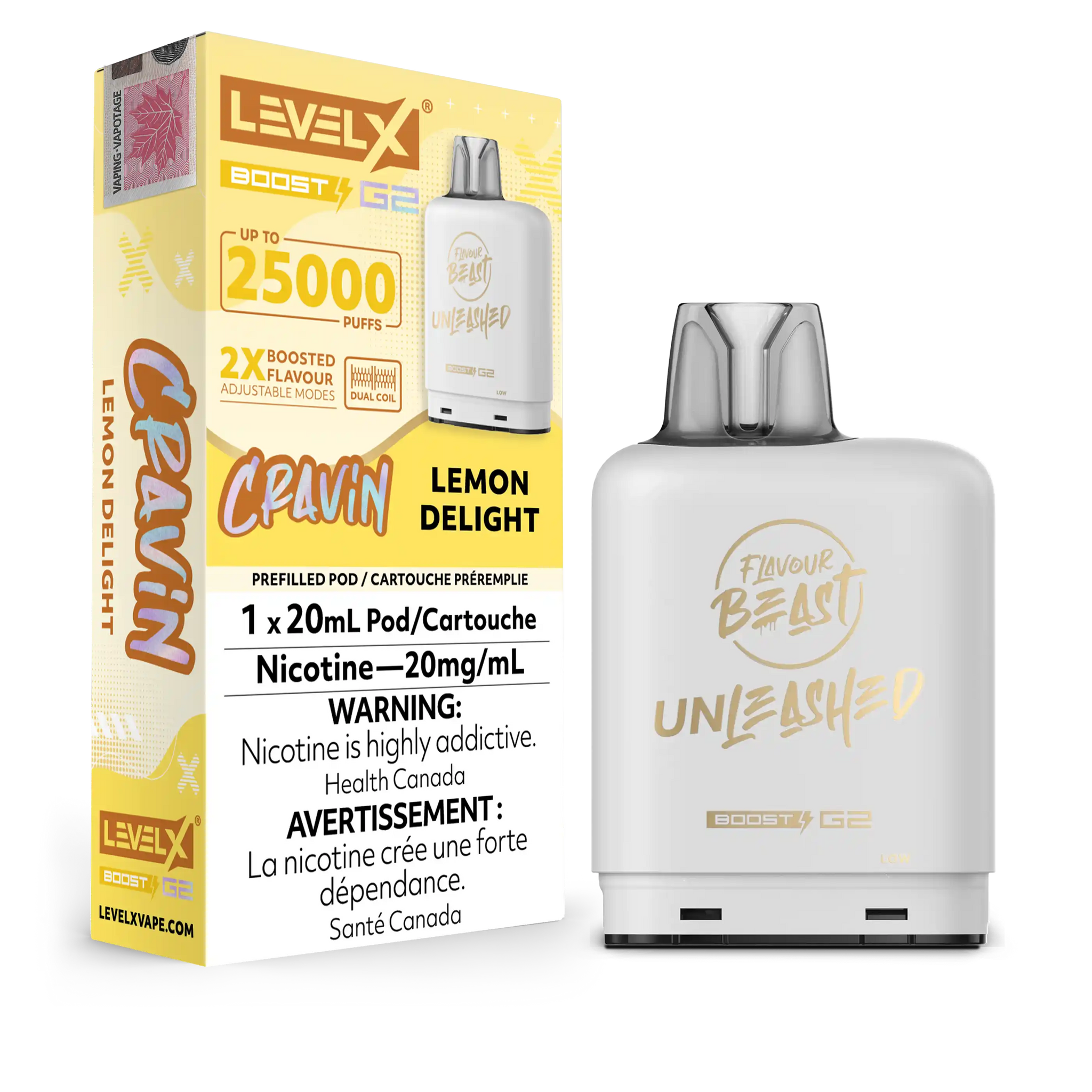 Lemon Delight Flavour Beast Boost G2 Unleashed Pods 25K
