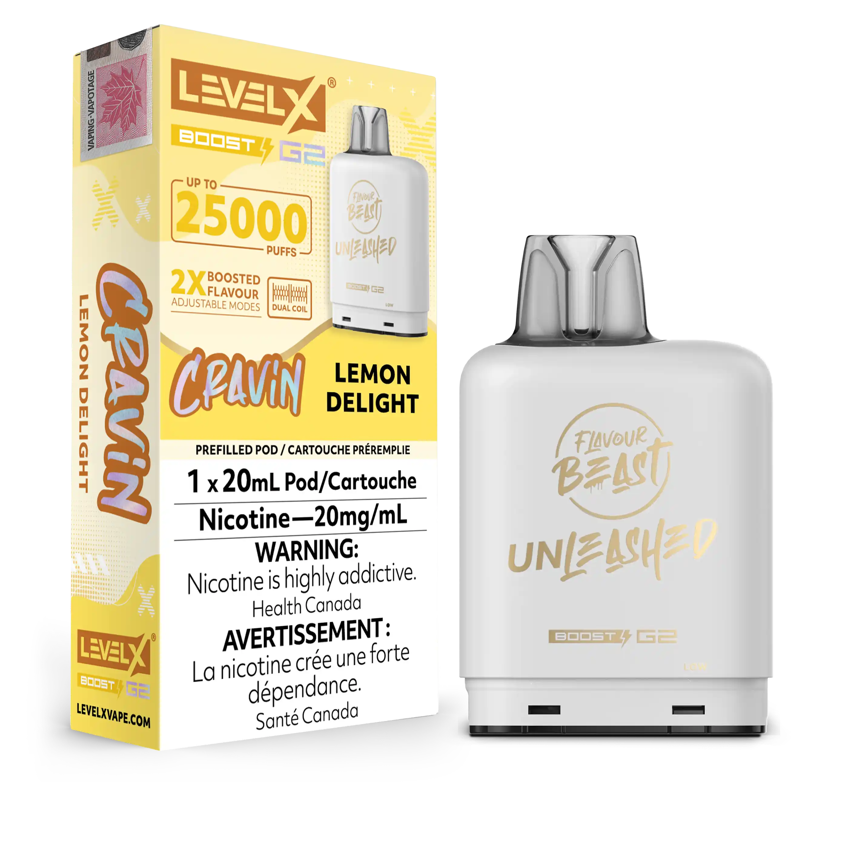 Lemon Delight Flavour Beast Boost G2 Unleashed Pods 25K