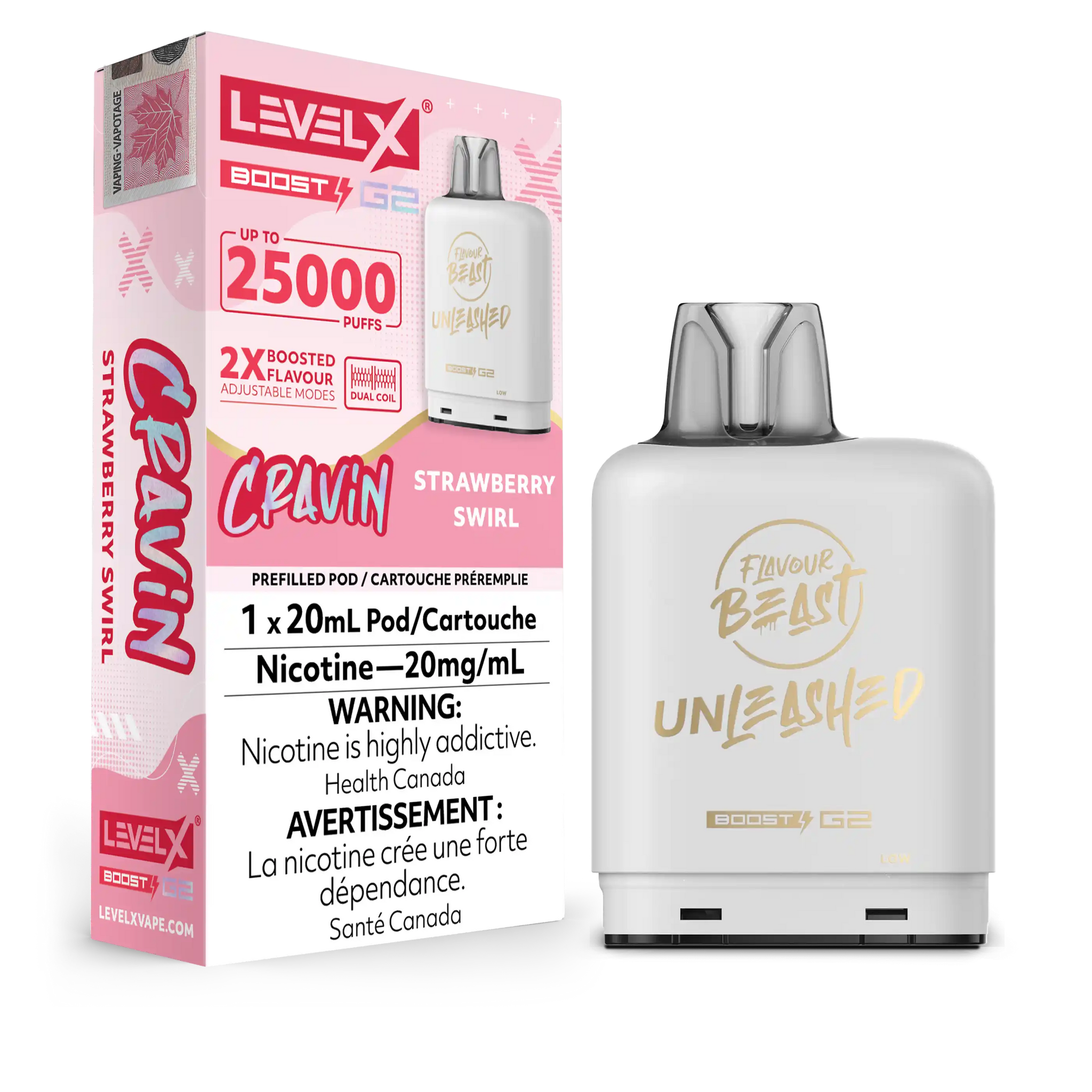 Strawberry Swirl Flavour Beast Boost G2 Unleashed Pods 25K