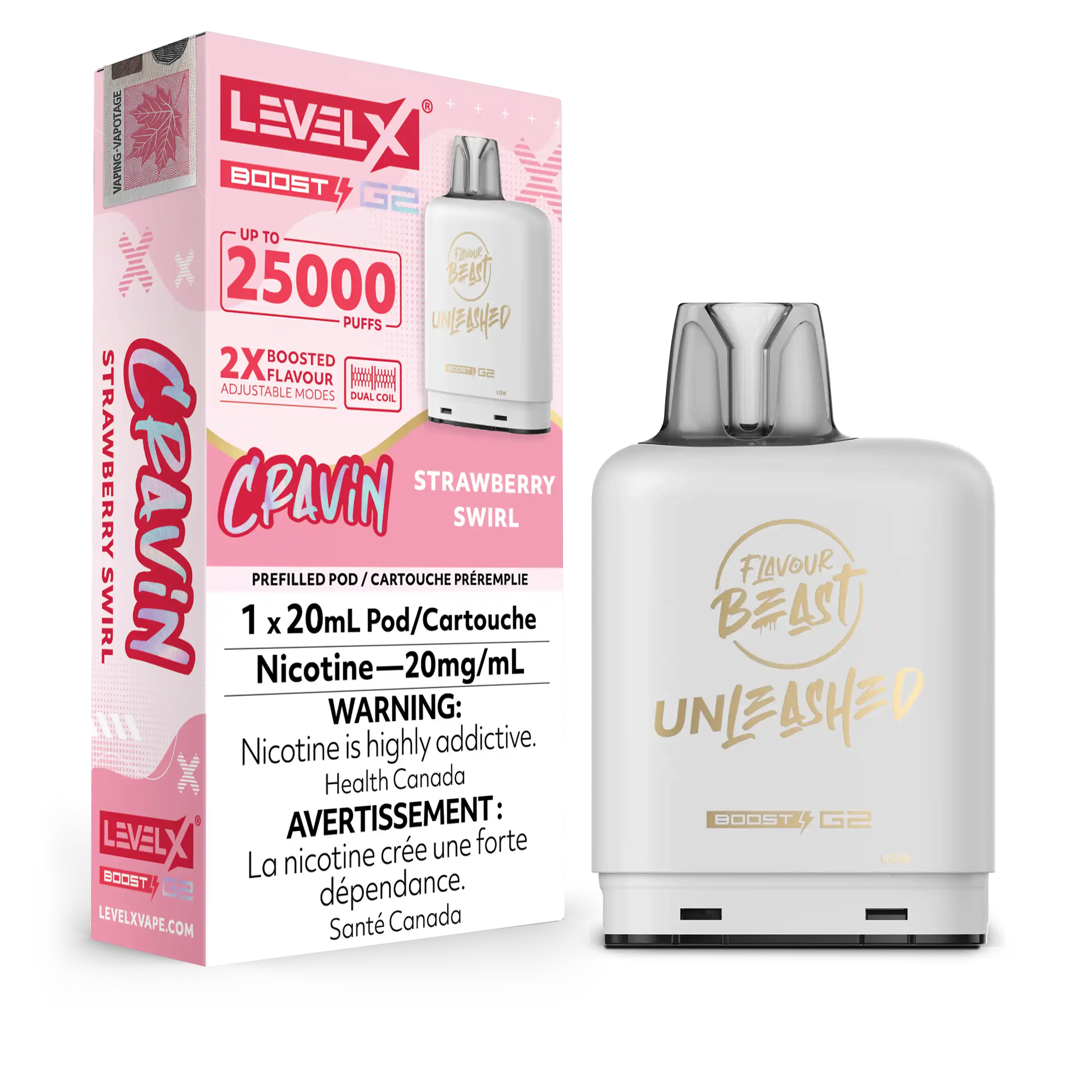 Strawberry Swirl Flavour Beast Boost G2 Unleashed Pods 25K