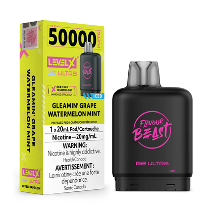 Gleamin' Grape Watermelon Mint by Level X Flavour Beast G2 Ultra 50K