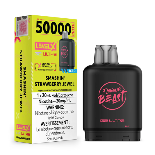 Smashin Strawberry Jewel by Level X Flavour Beast G2 Ultra 50K
