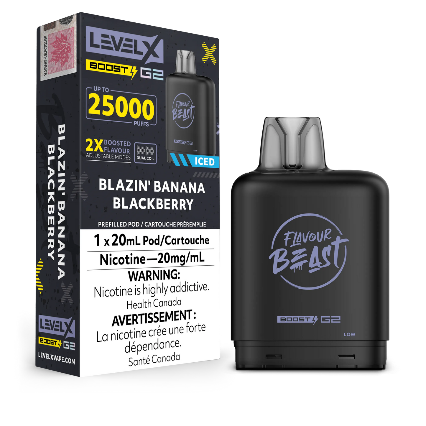 Blazin' Banana Blackberry Iced Flavour Beast Boost G2 Pods 25K