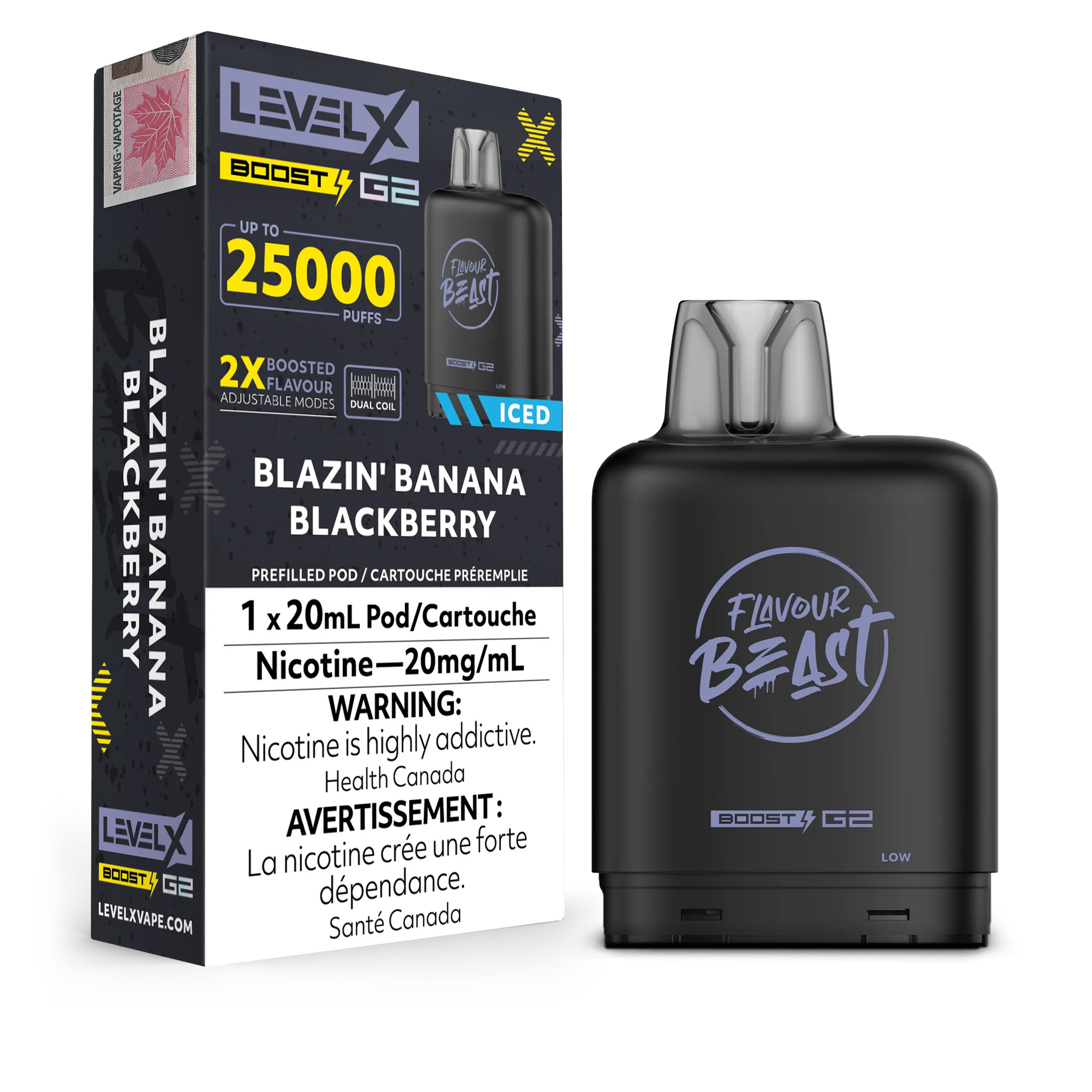 Blazin' Banana Blackberry Iced Flavour Beast Boost G2 Pods 25K