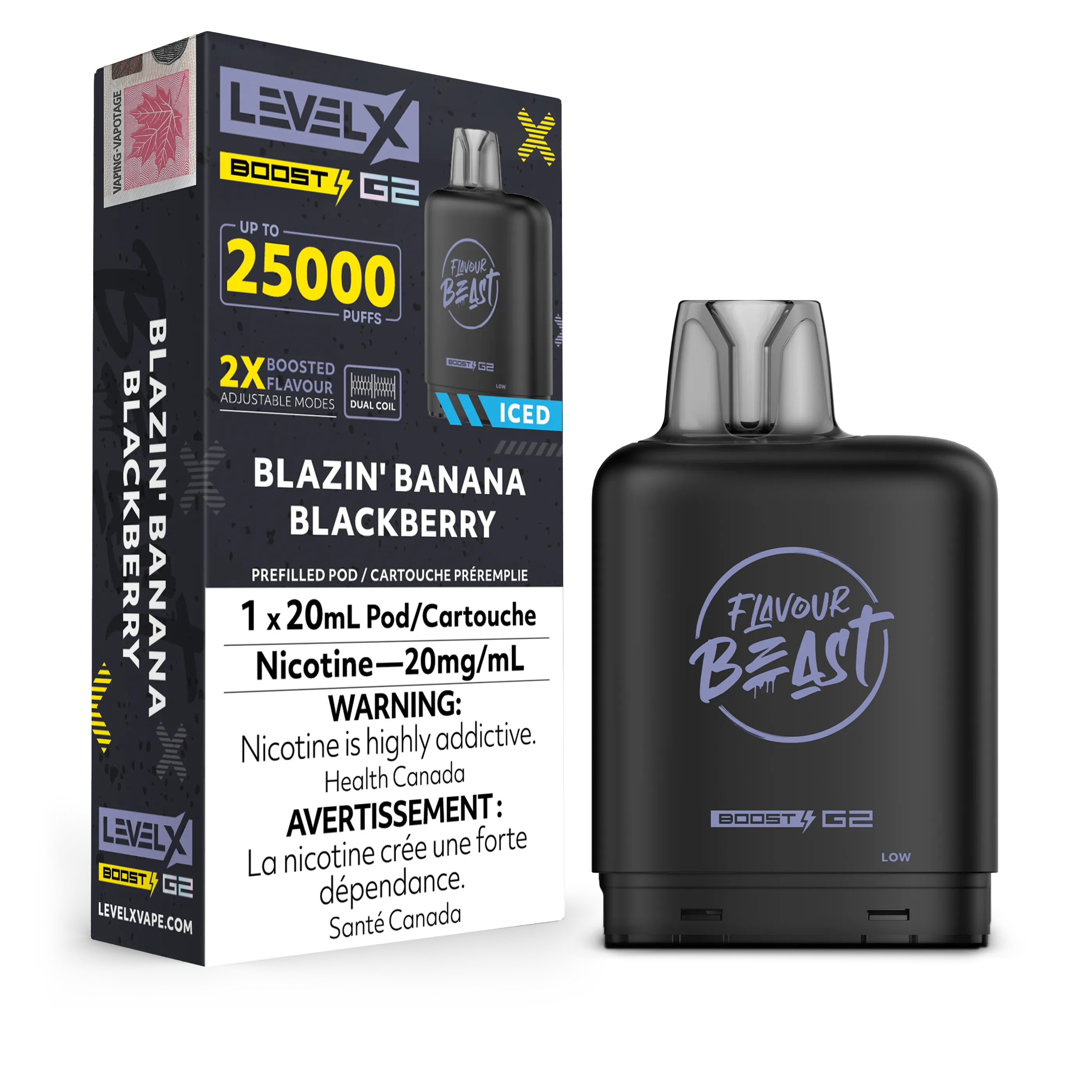 Blazin' Banana Blackberry Iced Flavour Beast Boost G2 Pods 25K