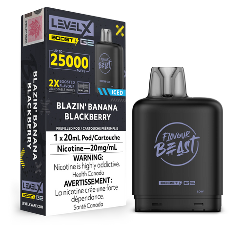 Blazin' Banana Blackberry Iced Flavour Beast Boost G2 Pods 25K