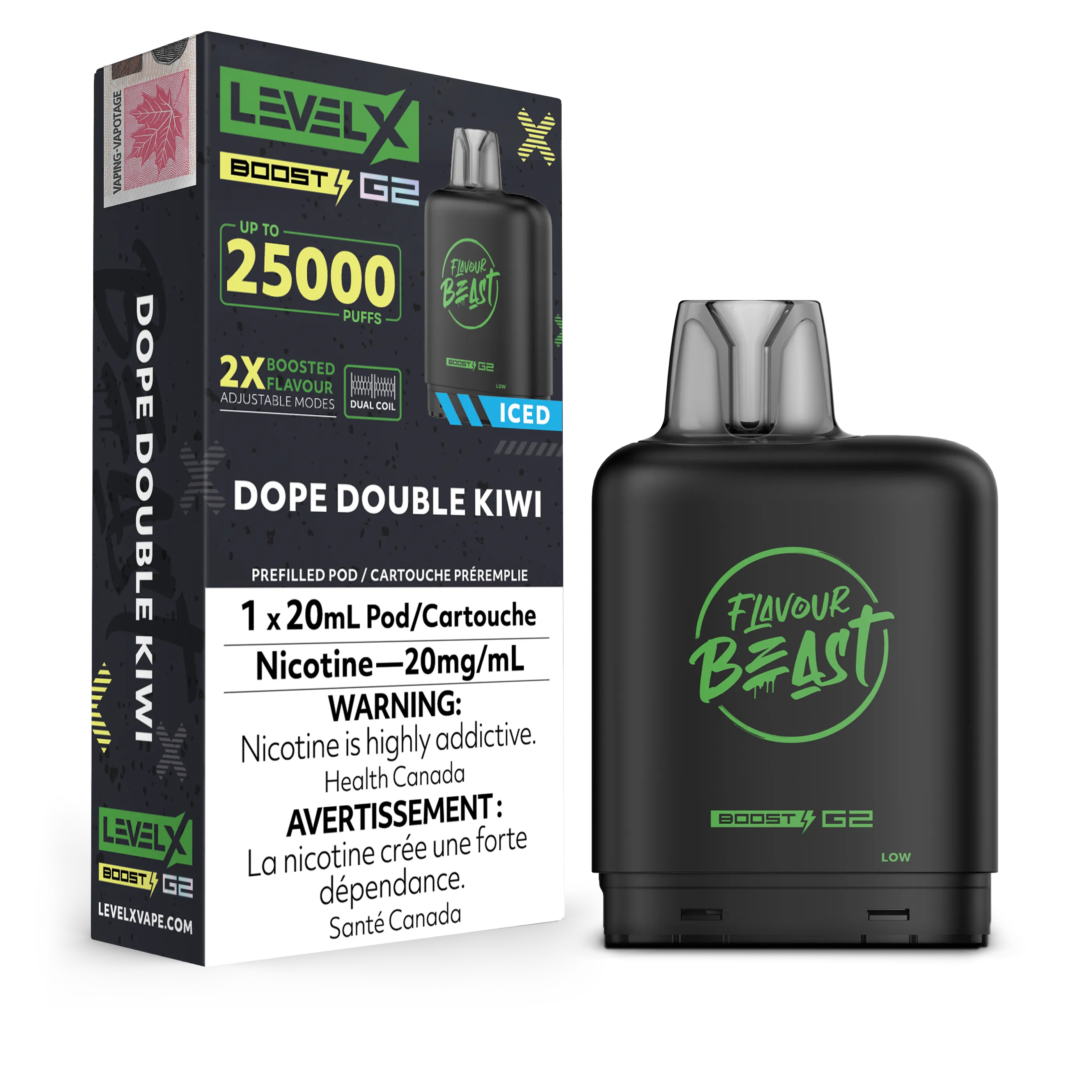 Dope Double Kiwi Iced Flavour Beast Boost G2 Pods 25K
