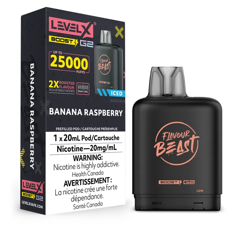 Banana Raspberry Iced Flavour Beast Boost G2 Pods 25K