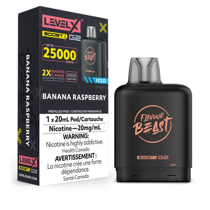 Banana Raspberry Iced Flavour Beast Boost G2 Pods 25K