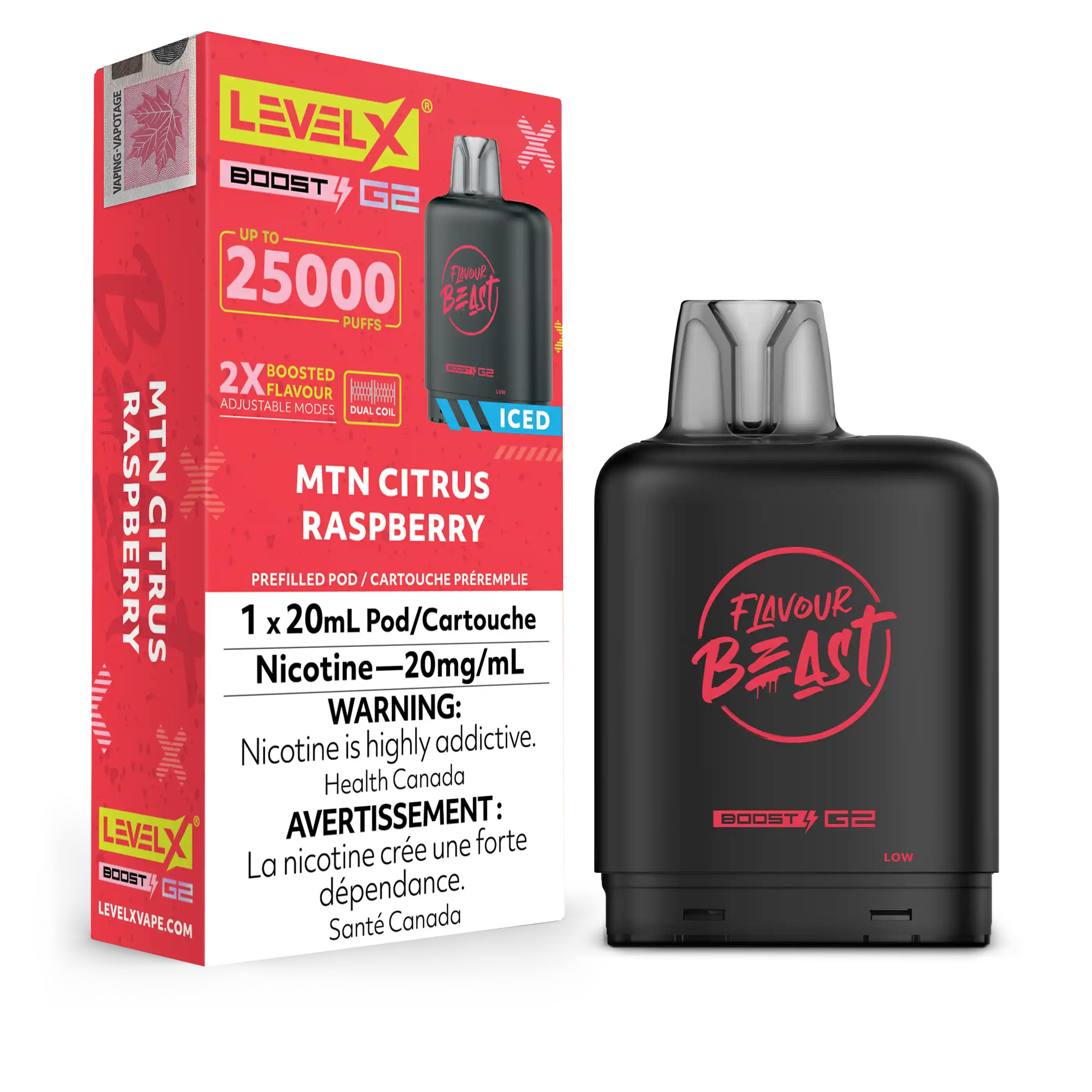Mtn Citrus Raspberry Flavour Beast Boost G2 Pods 25K