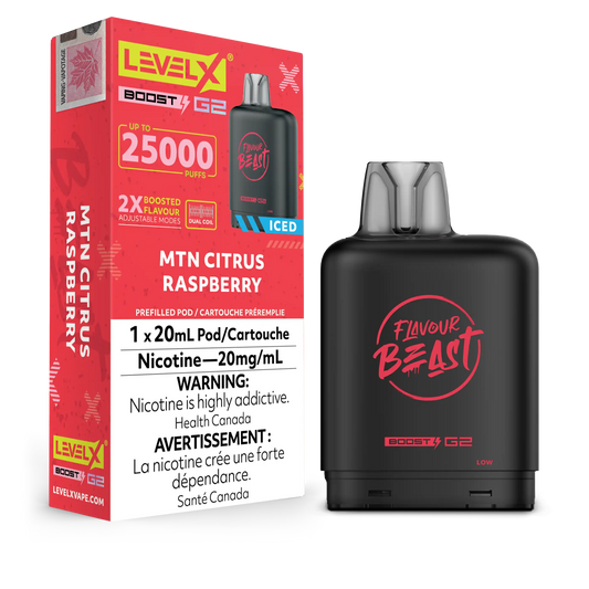 Mtn Citrus Raspberry Flavour Beast Boost G2 Pods 25K