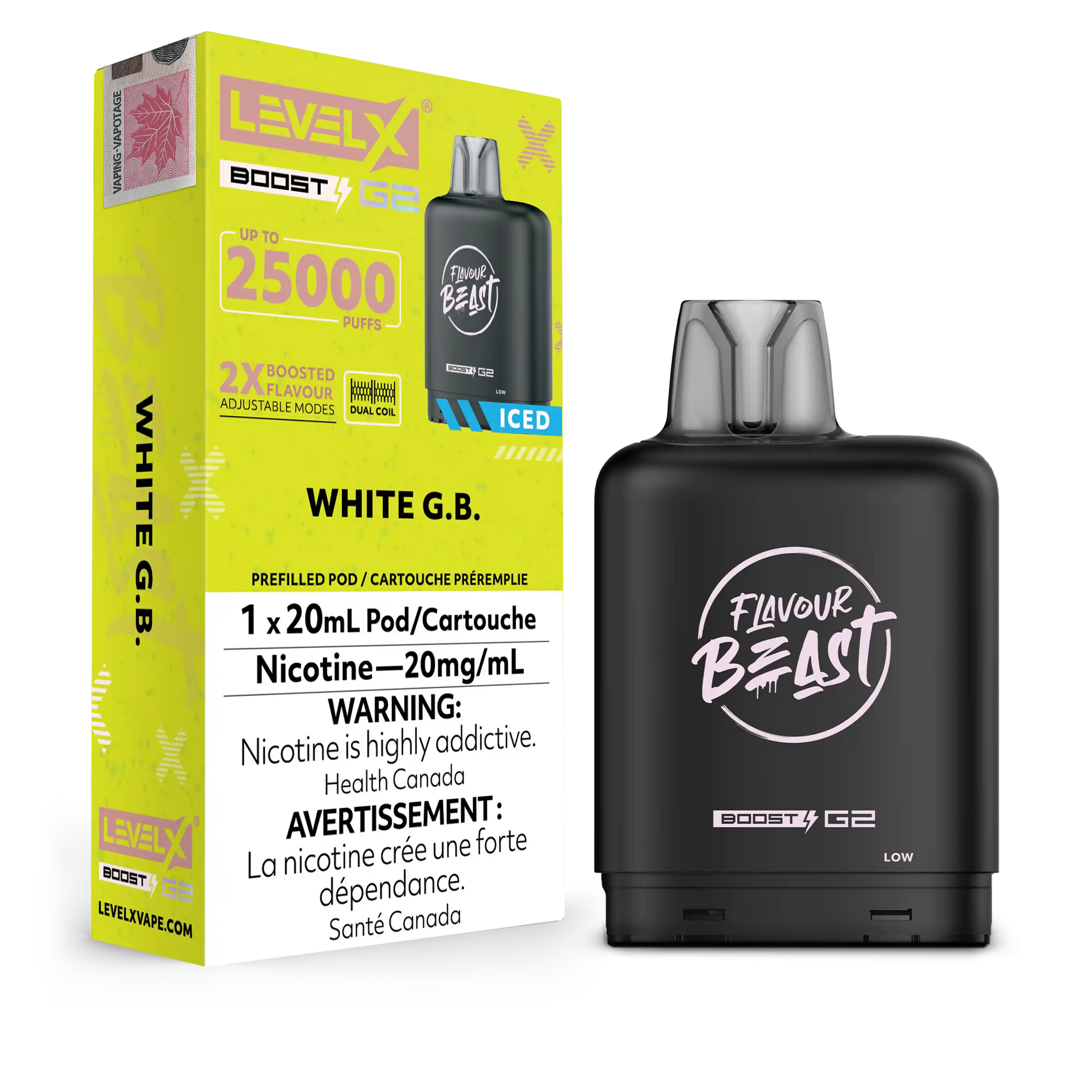 White G.B. (Iced) Flavour Beast Boost G2 Pods 25K