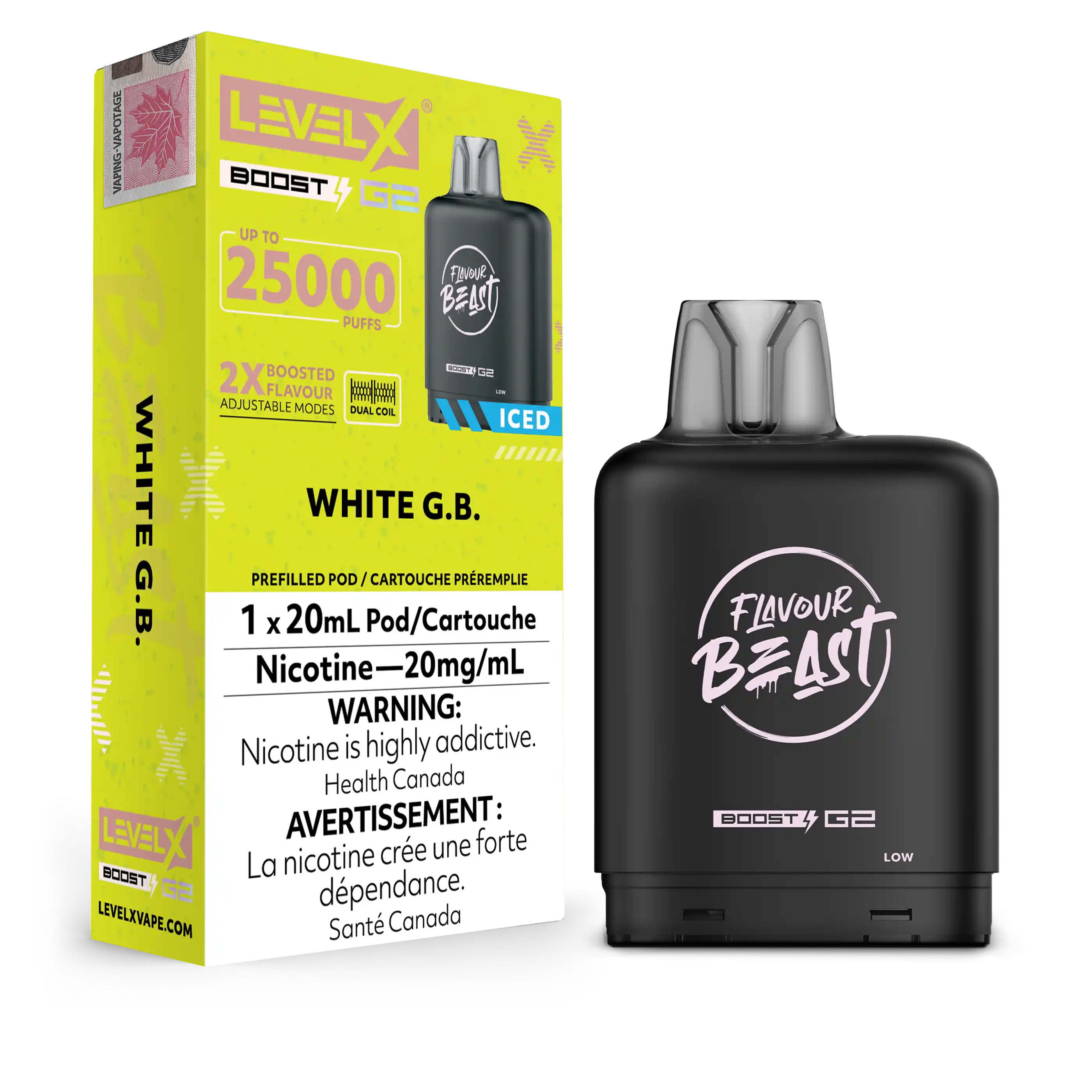 White G.B. (Iced) Flavour Beast Boost G2 Pods 25K