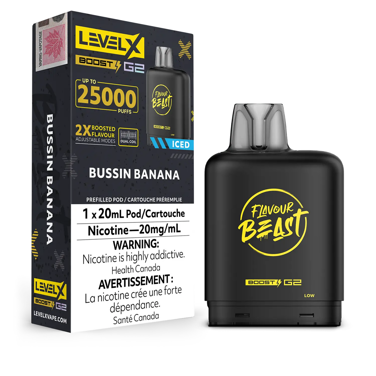 Bussin' Banana Iced Flavour Beast Boost G2 Pods 25K