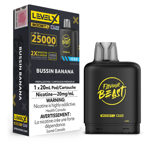Bussin' Banana Iced Flavour Beast Boost G2 Pods 25K