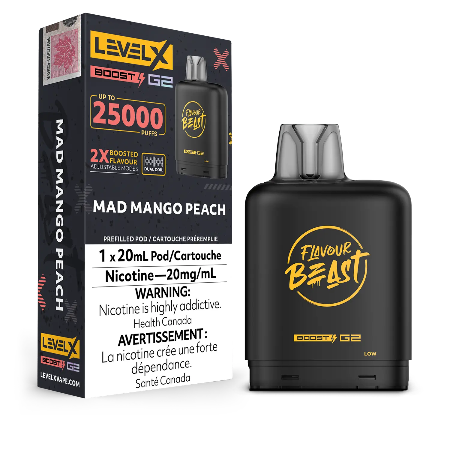 Mad Mango Peach Flavour Beast Boost G2 Pods 25K