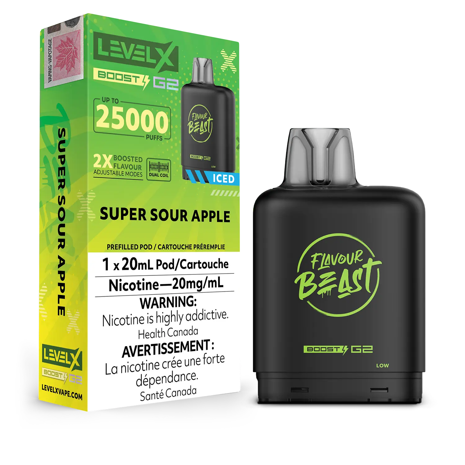Super Sour Apple (Iced) Flavour Beast Boost G2 Pods 25K