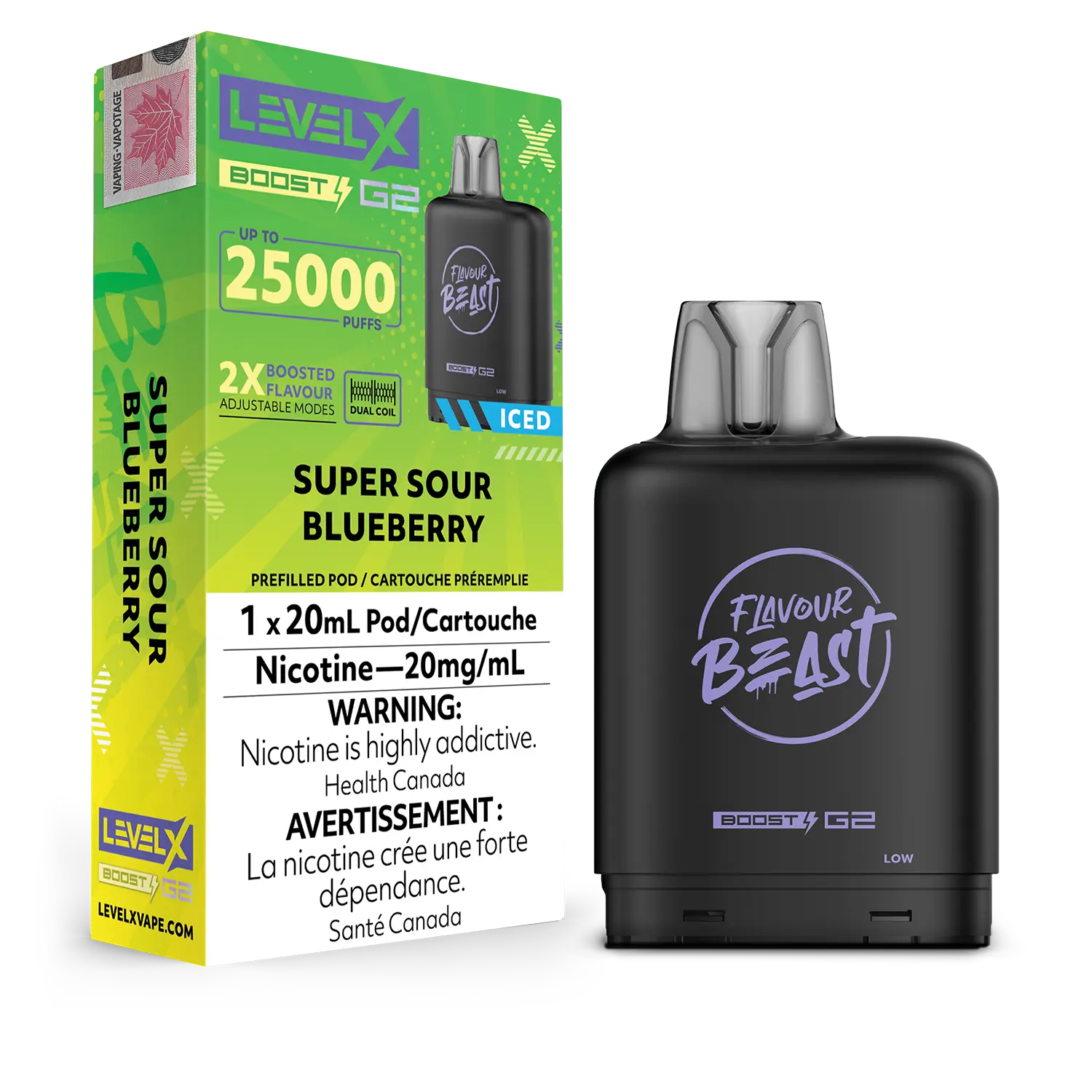 Super Sour Blueberry (Iced) Flavour Beast Boost G2 Pods 25K