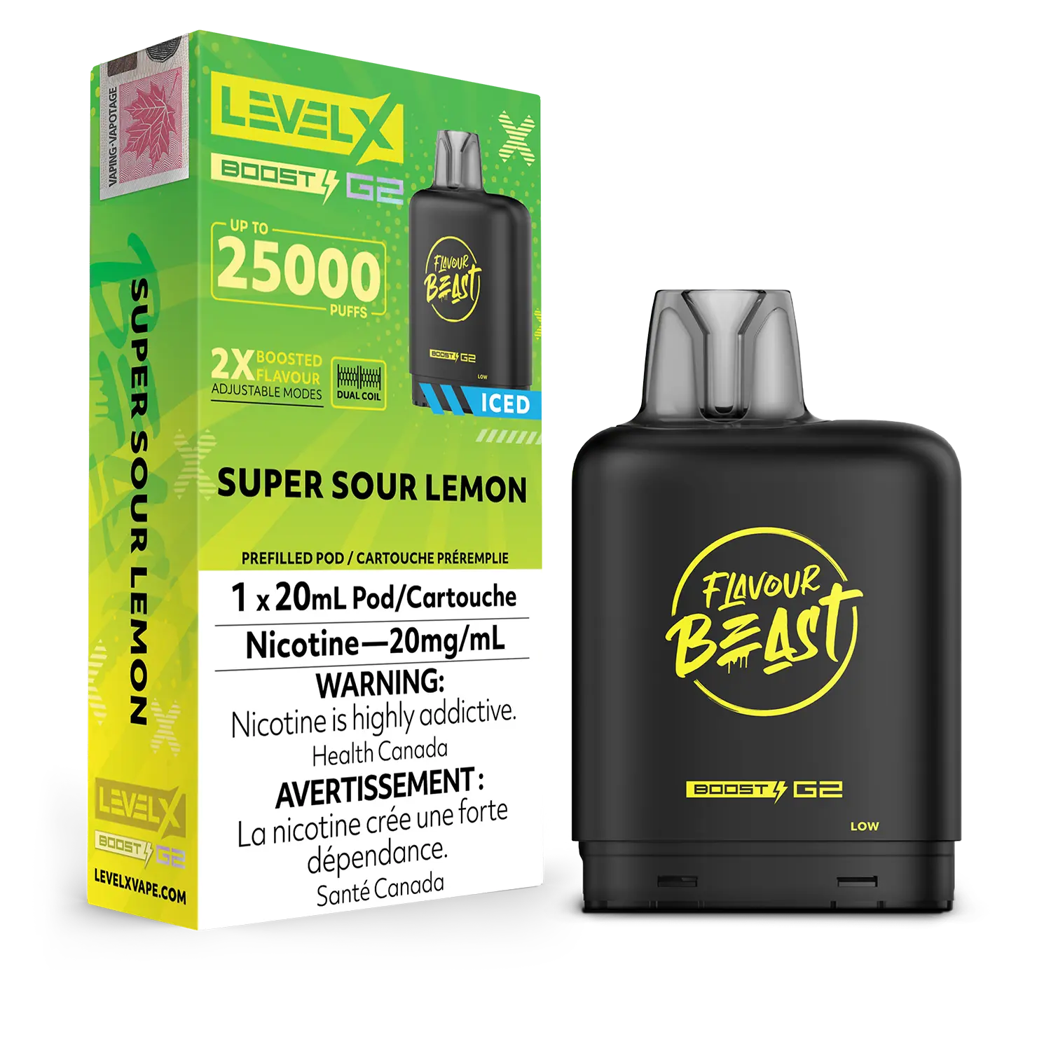 Super Sour Lemon (Iced) Flavour Beast Boost G2 Pods 25K