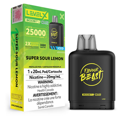 Super Sour Lemon (Iced) Flavour Beast Boost G2 Pods 25K