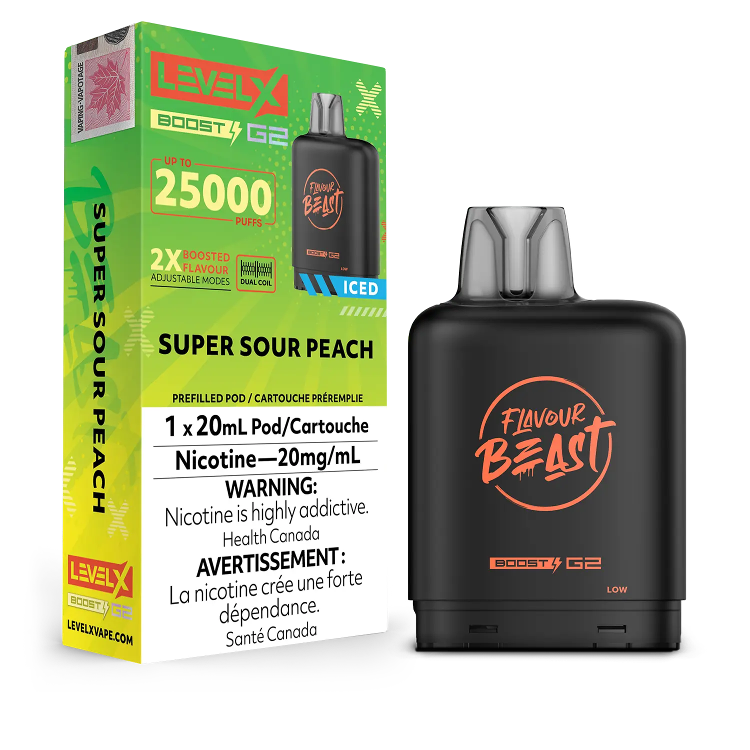 Super Sour Peach (Iced) Flavour Beast Boost G2 Pods 25K