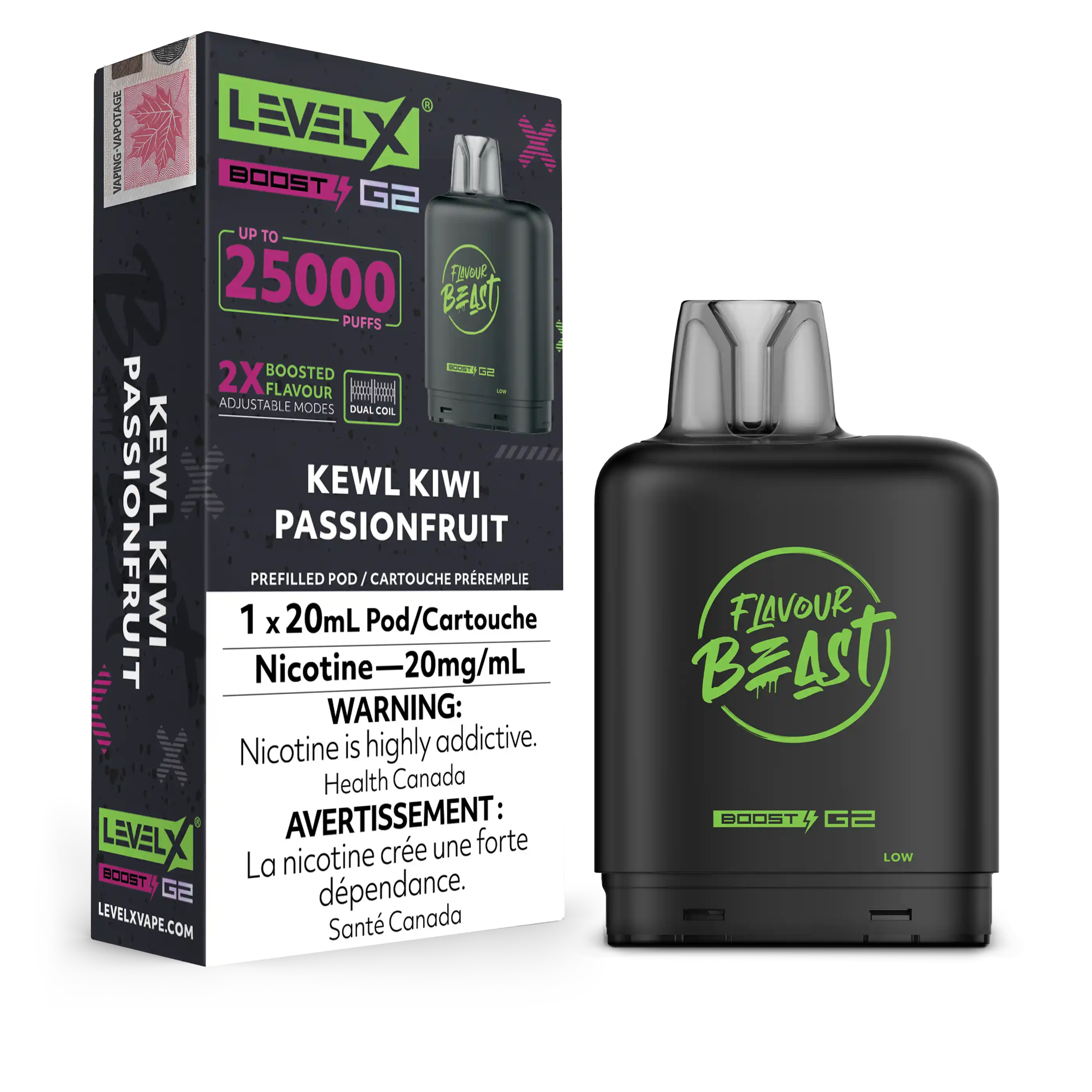 Kewl Kiwi Passionfruit Iced Flavour Beast Boost G2 Pods 25K