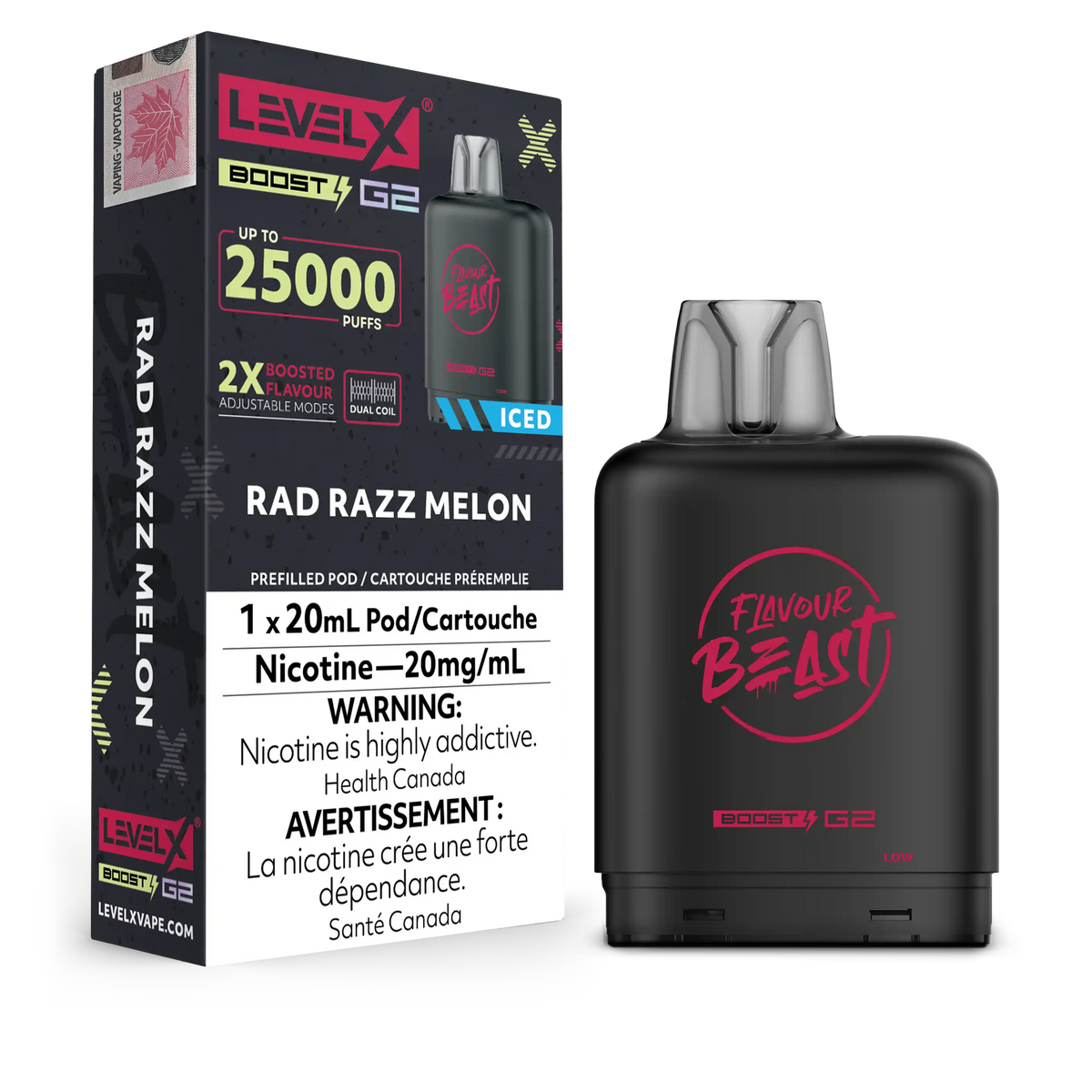 Rad Razz Melon Iced Flavour Beast Boost G2 Pods 25K