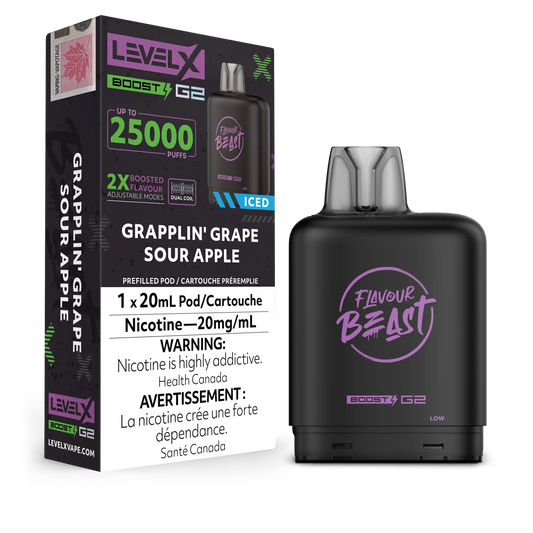 Grapplin' Grape Sour Apple Iced Flavour Beast Boost G2 Pods 25K